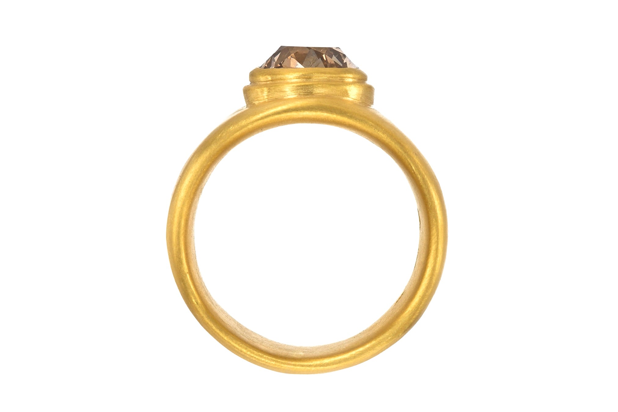 ONE OF A KIND FANCY YELLOW-BROWN OLD MINE CUT DIAMOND CIGAR BAND