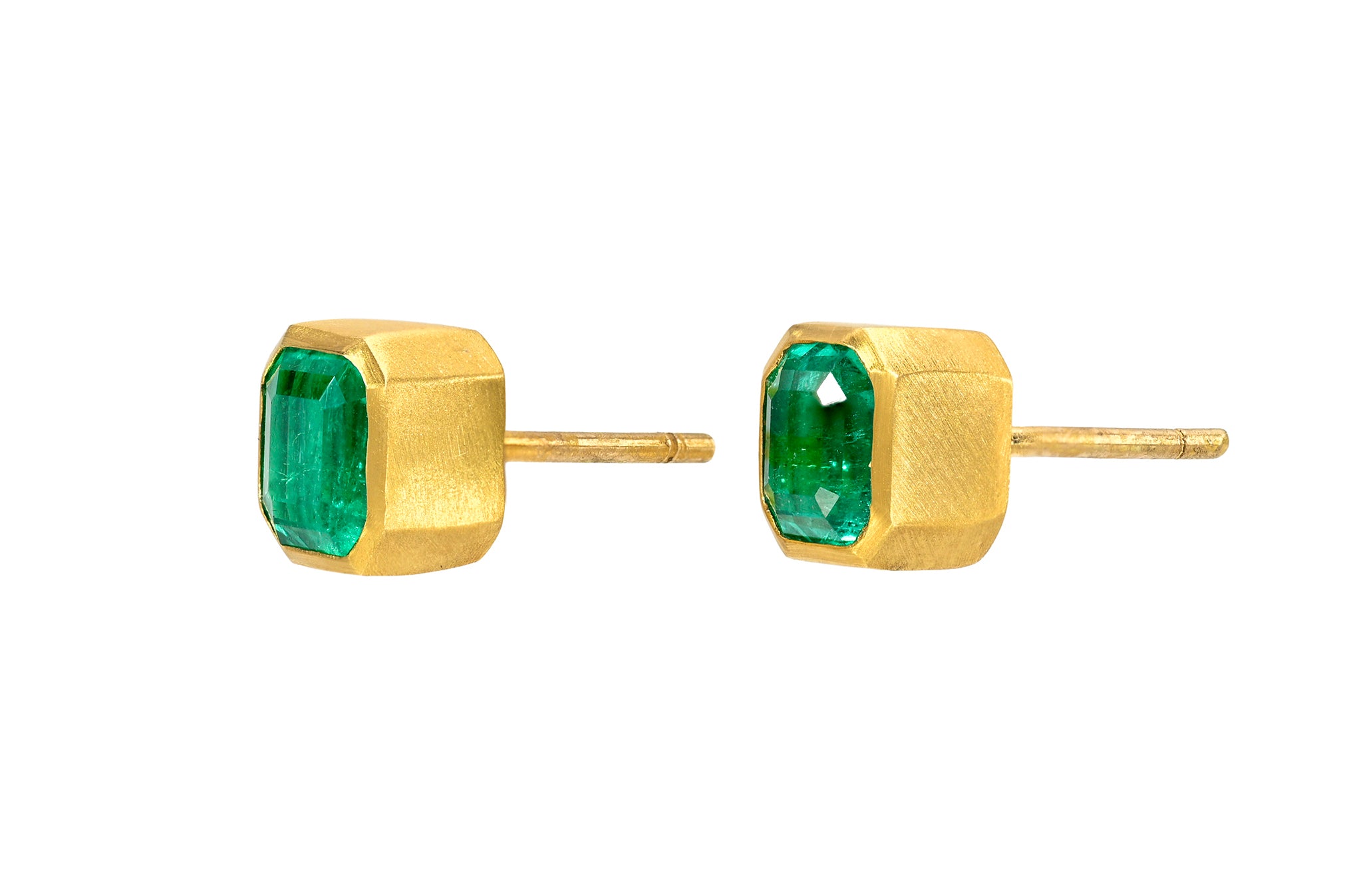 ONE OF A KIND EMERALD STUDS