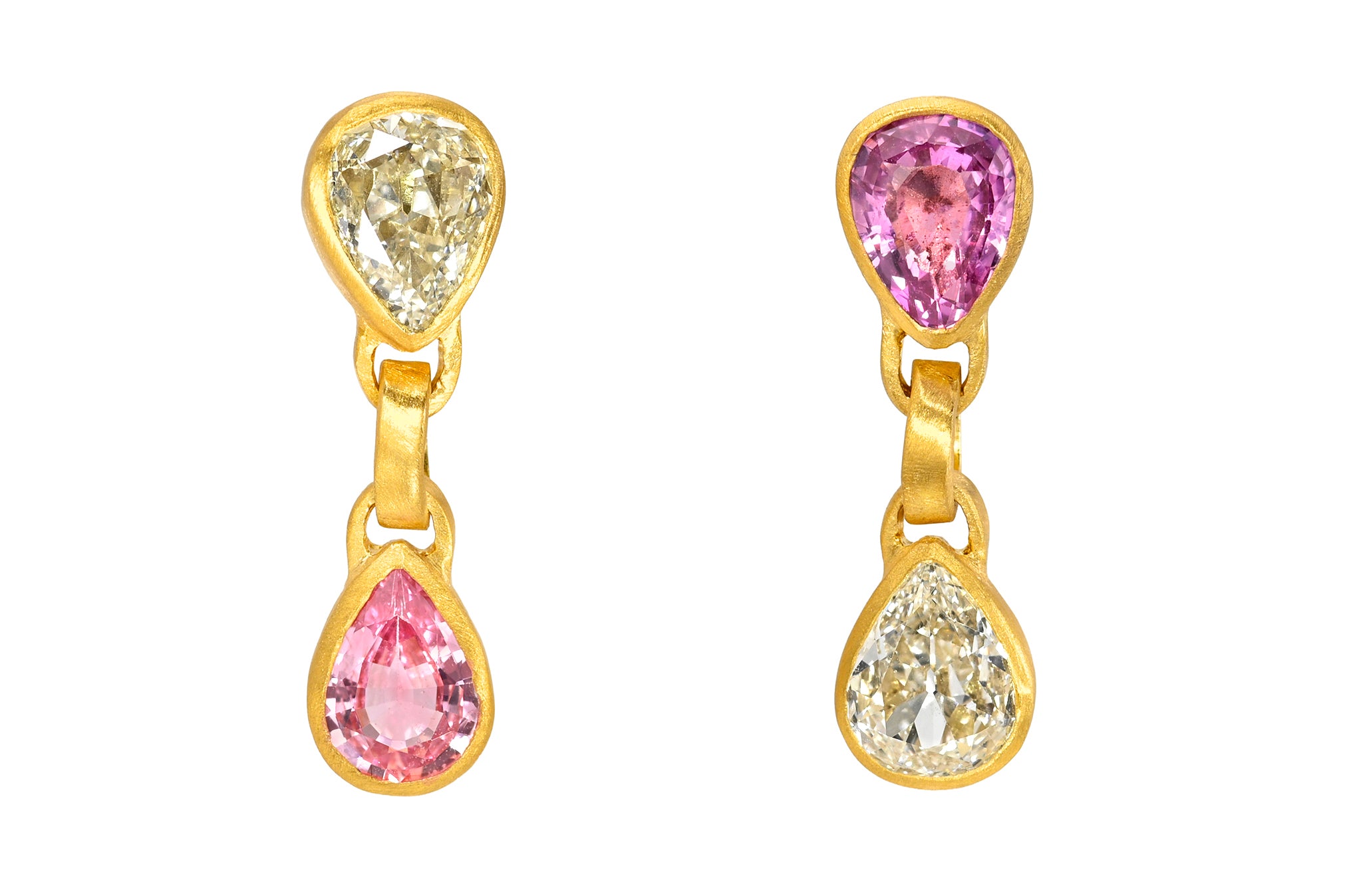 ONE OF A KIND PADPARADSCHA & PINK SAPPHIRE GEM DROP EARRINGS