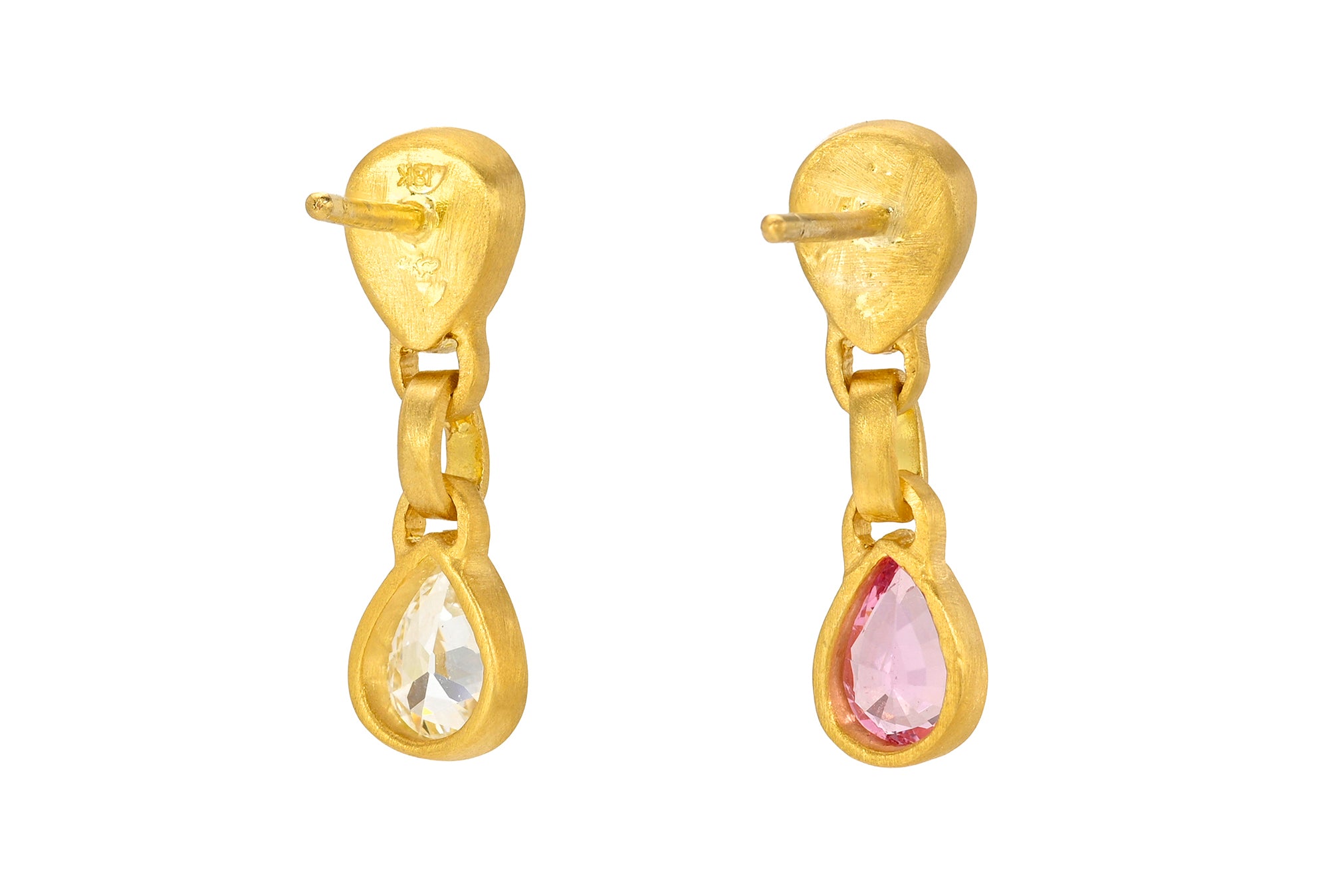 ONE OF A KIND PADPARADSCHA & PINK SAPPHIRE GEM DROP EARRINGS