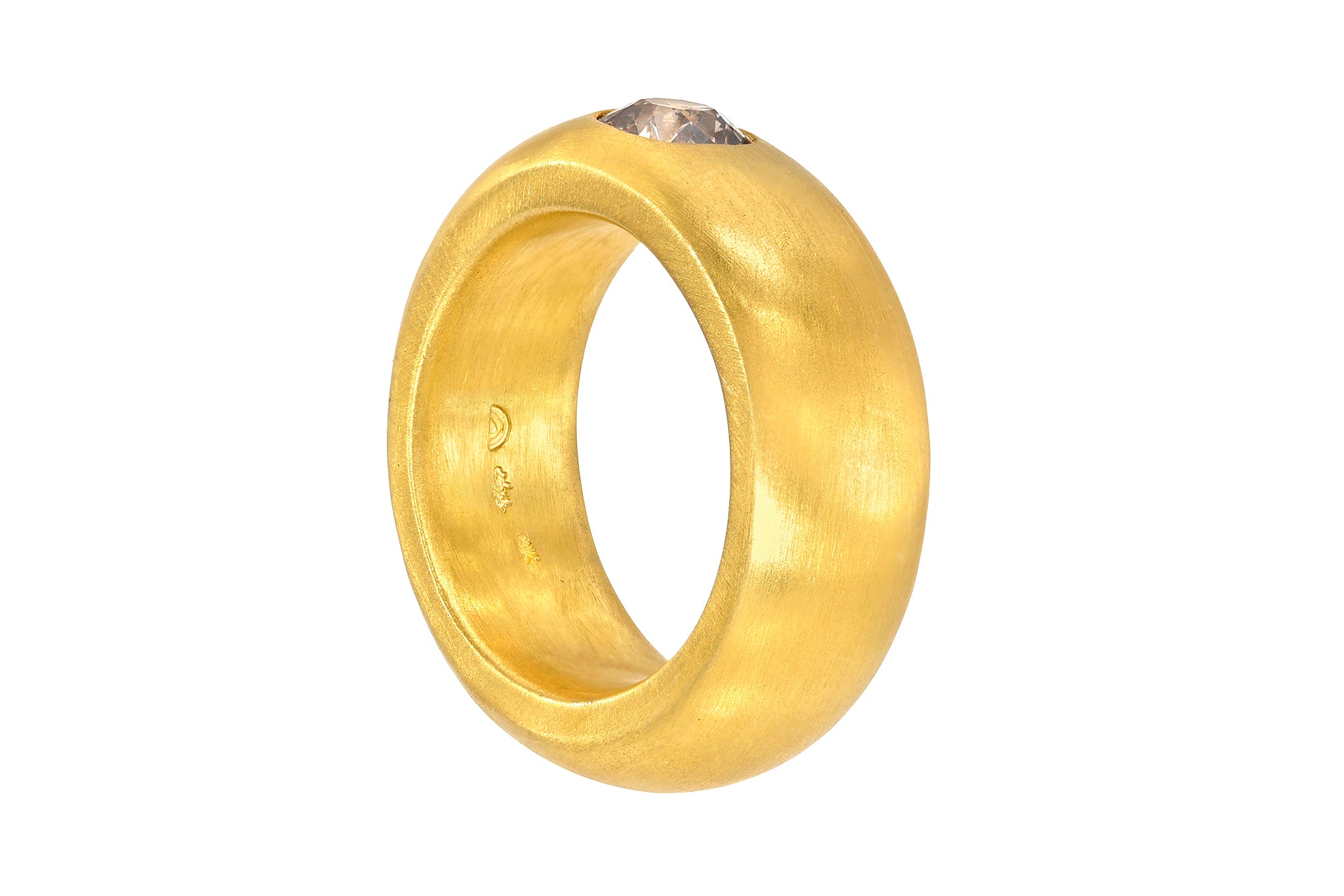 ONE OF A KIND CHAMPAGNE OLD EUROPEAN CUT DIAMOND OVERSIZED SIGNATURE BAND