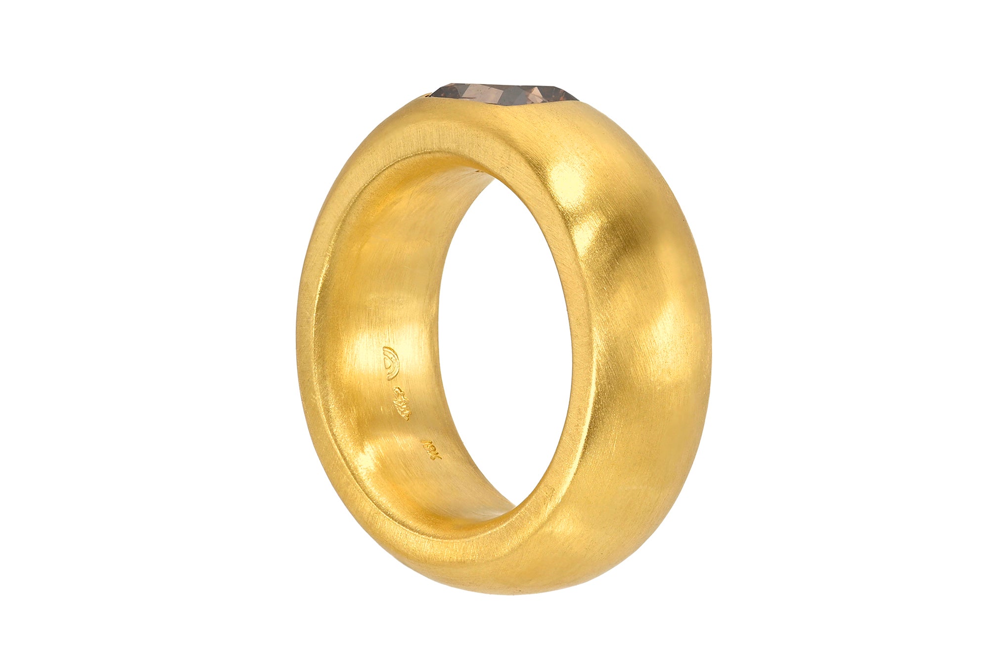 ONE OF A KIND BROWN OLD CUSHION CUT DIAMOND OVERSIZED SIGNATURE BAND