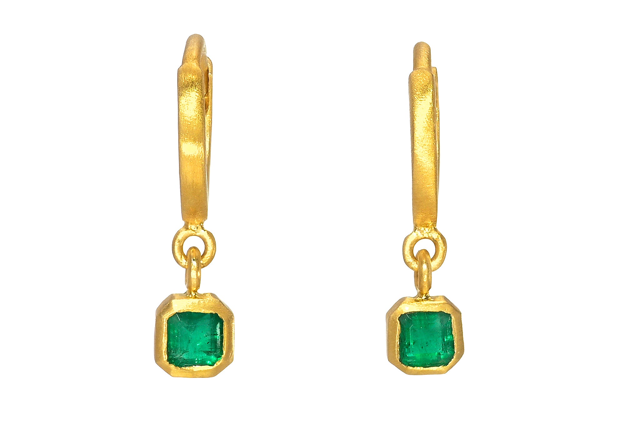 6.5MM EMERALD DROP FAIRY HOOPS