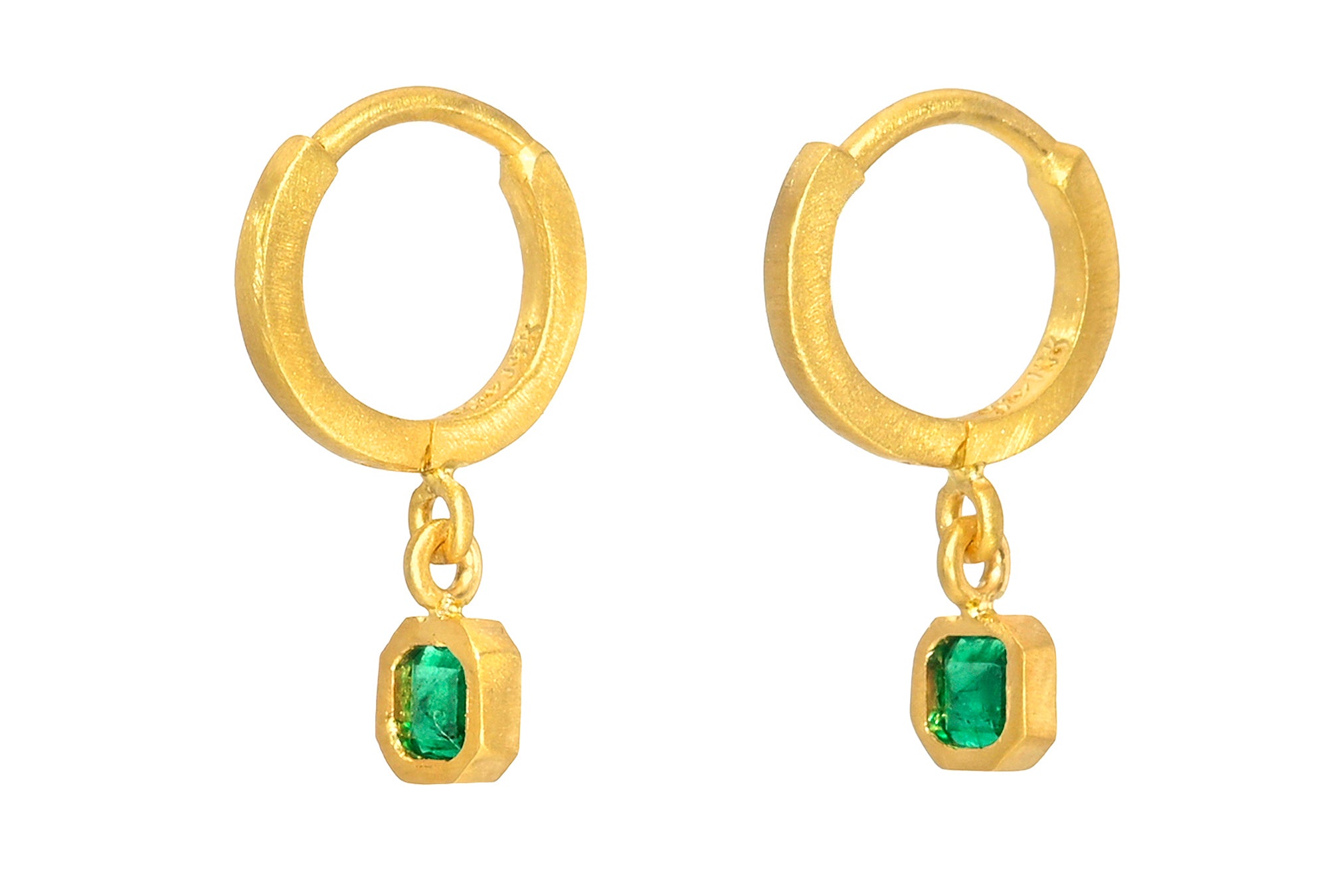 6.5MM EMERALD DROP FAIRY HOOPS