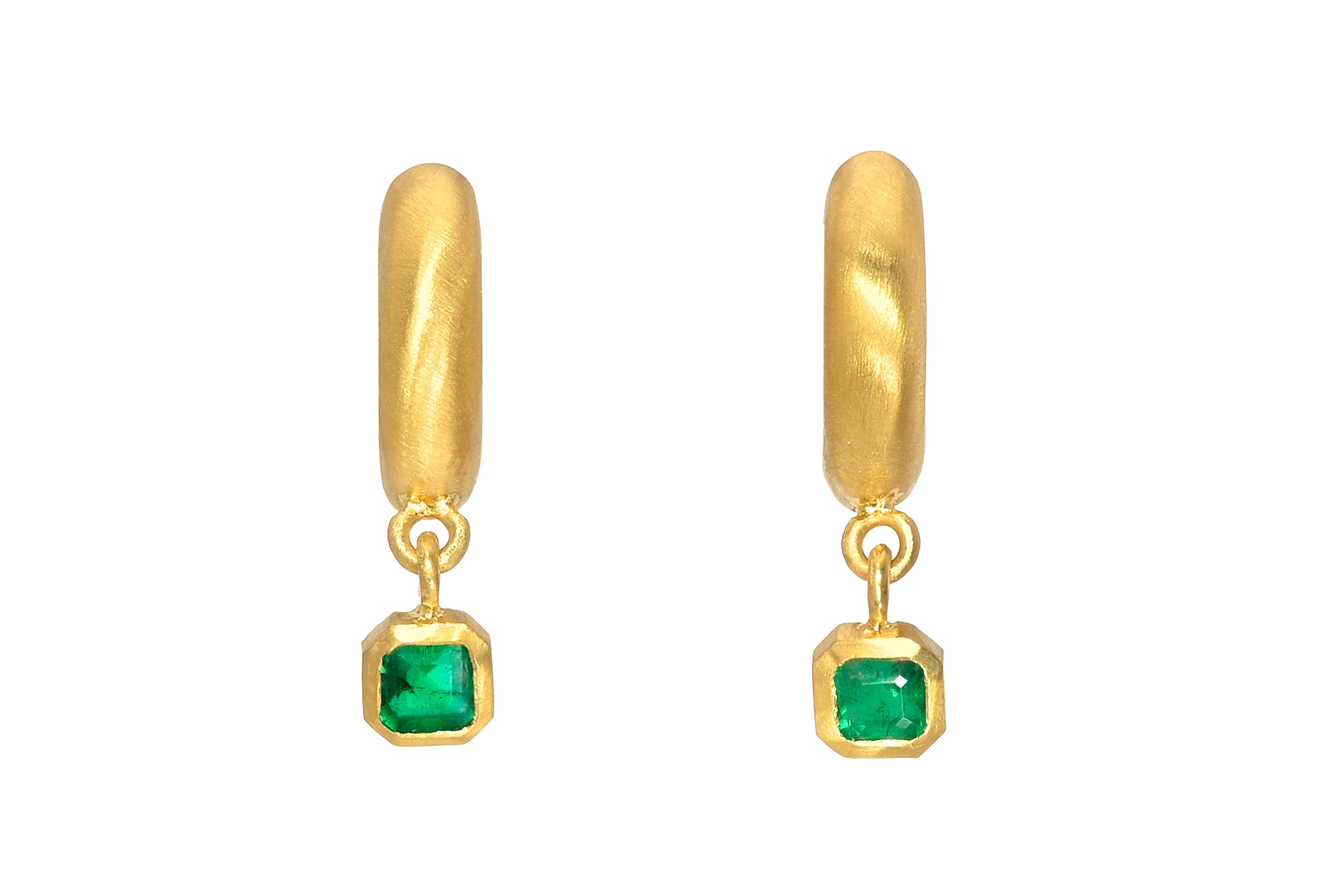 6.5MM EMERALD DROP SIGNATURE HOOPS