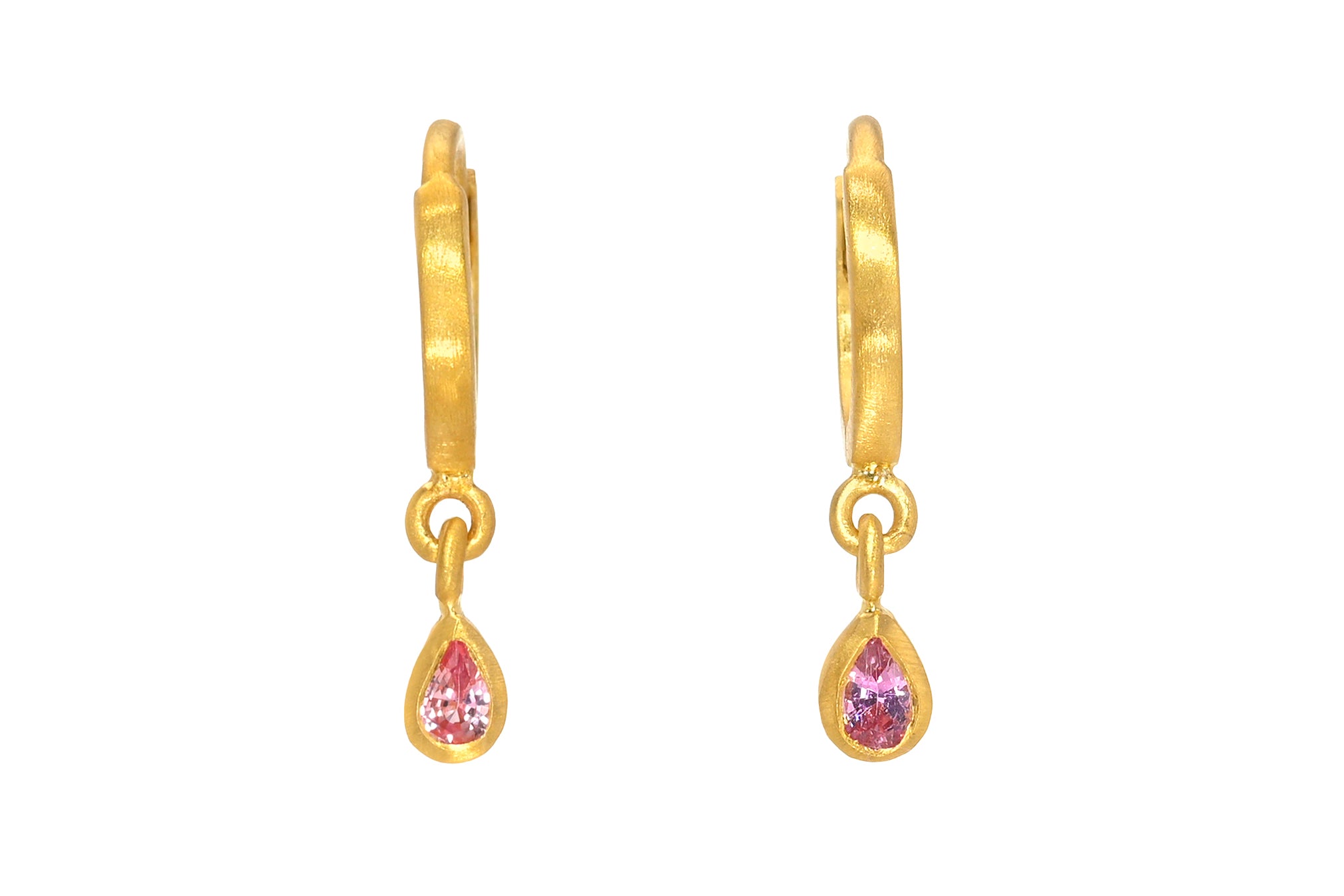 ONE OF A KIND 6.5 MINI PEAR PADPARADSCHA SAPPHIRE FAIRY HOOPS
