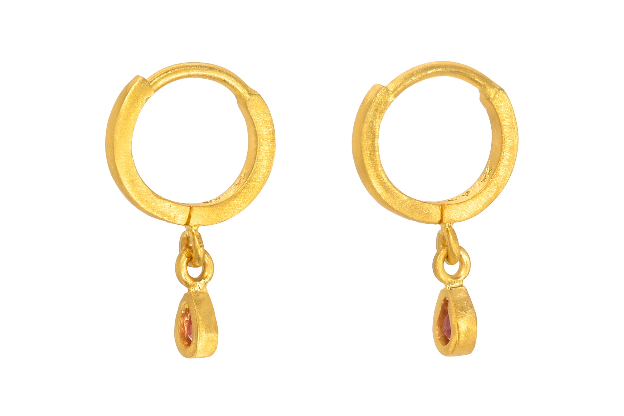 ONE OF A KIND 6.5 MINI PEAR PADPARADSCHA SAPPHIRE FAIRY HOOPS