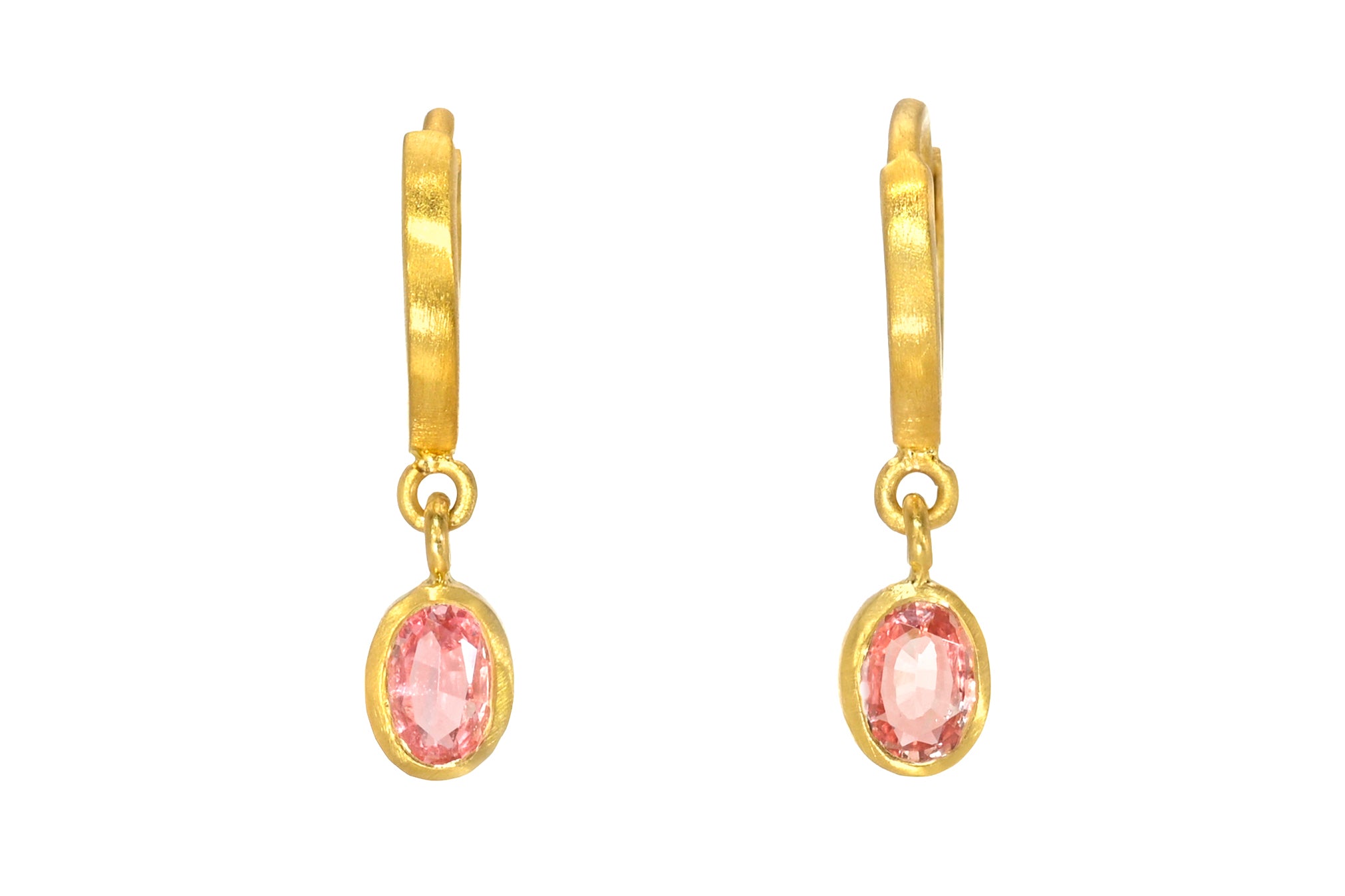 ONE OF A KIND 6.5MM OVAL PADPARADSCHA SAPPHIRE FAIRY HOOPS