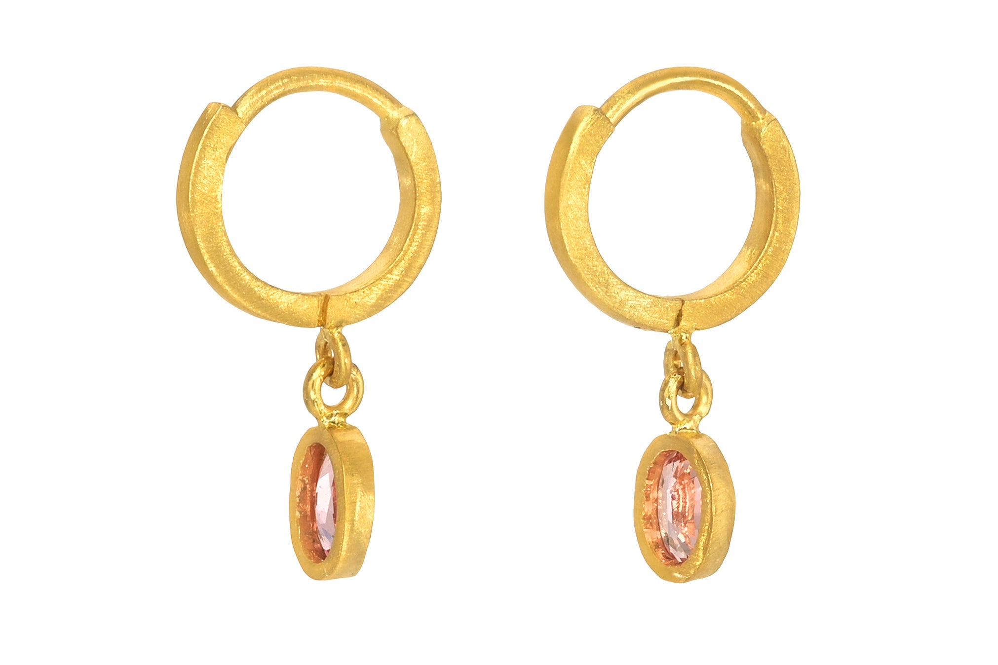 ONE OF A KIND 6.5MM OVAL PADPARADSCHA SAPPHIRE FAIRY HOOPS