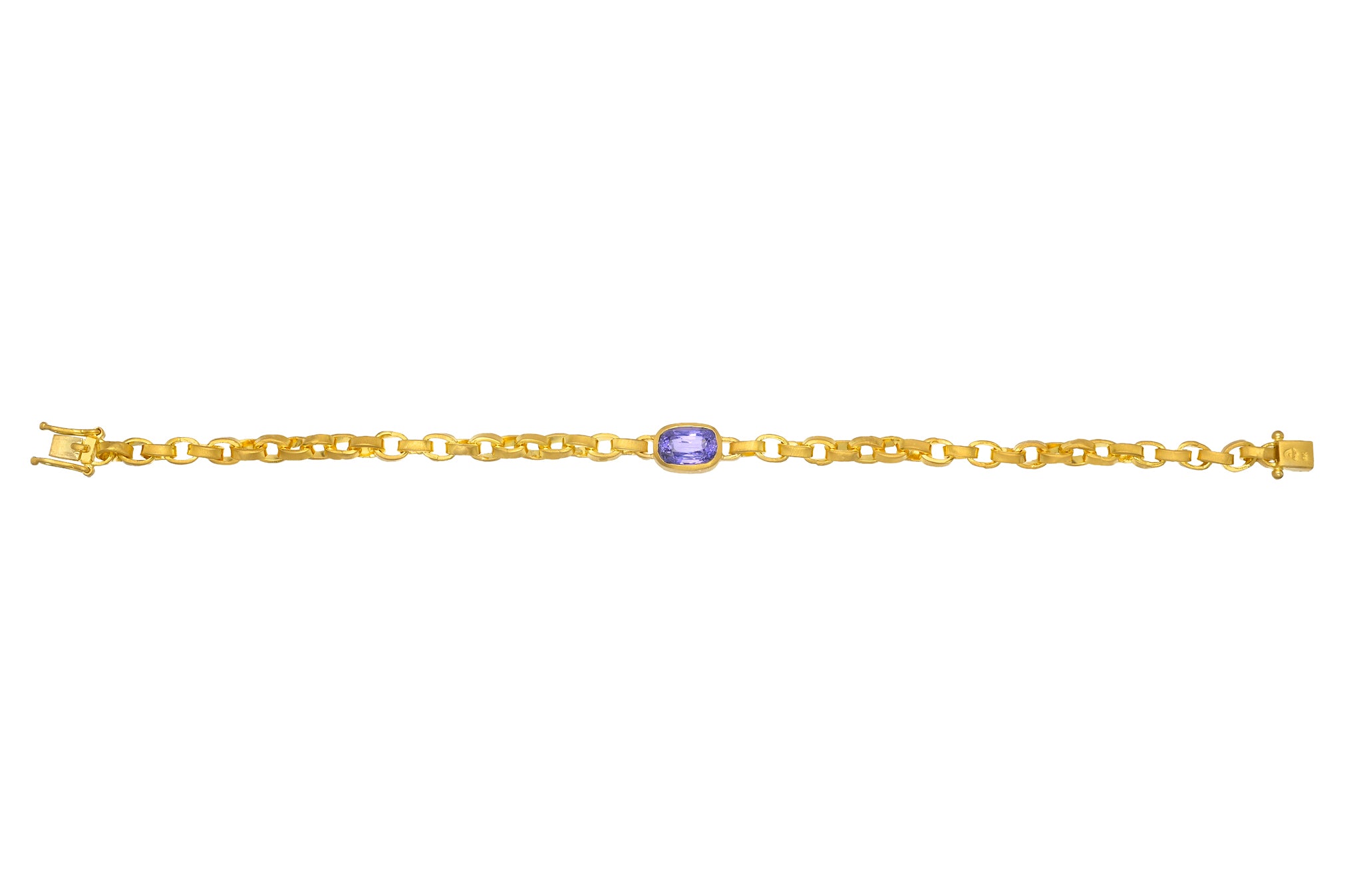 ONE OF A KIND CUSHION CUT PURPLE SAPPHIRE SIGNATURE CHAIN BRACELET