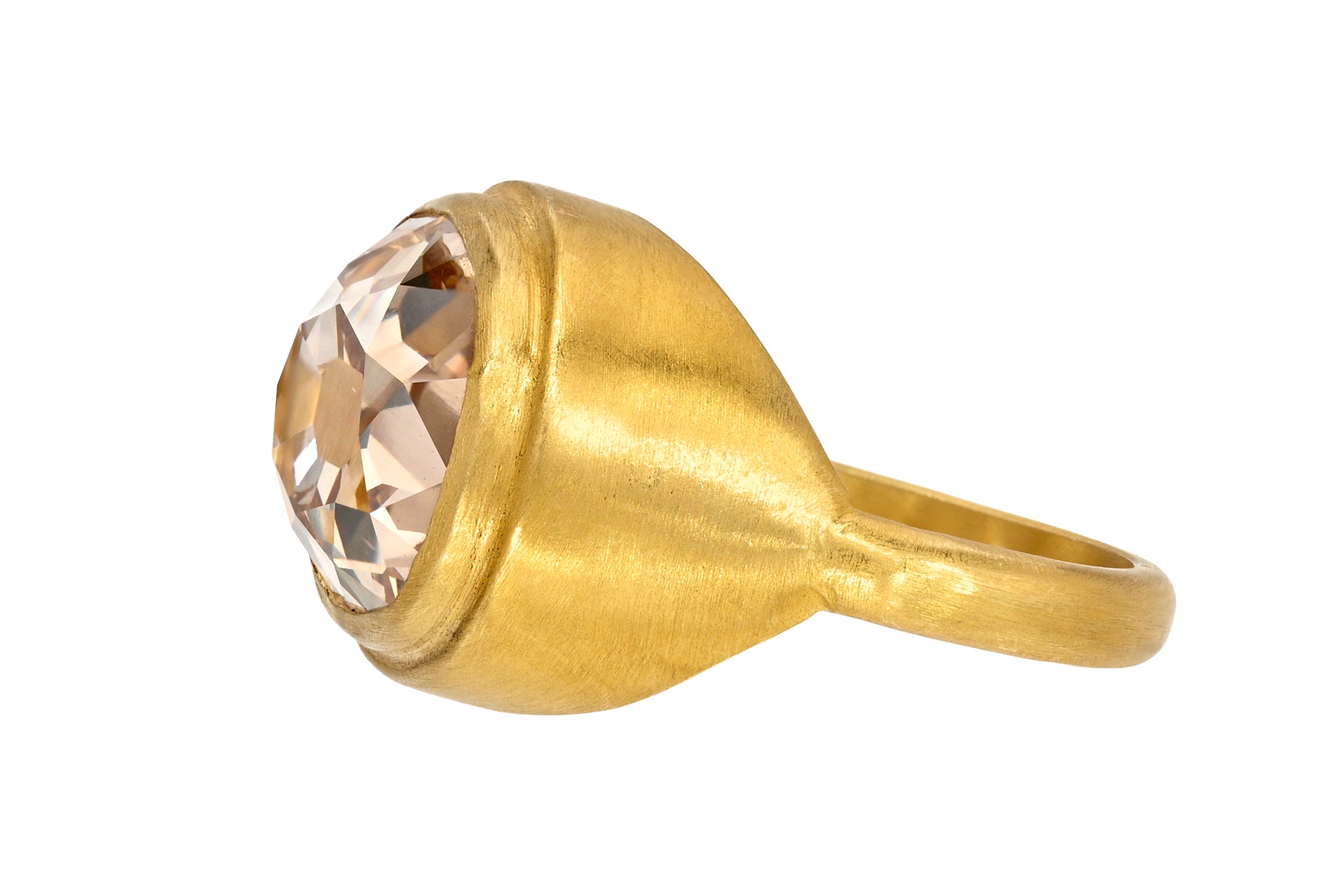 ONE OF A KIND FANCY ORANGE BROWN OLD MINE CUT DIAMOND ZIGGURAT GEM SIGNATURE BAND