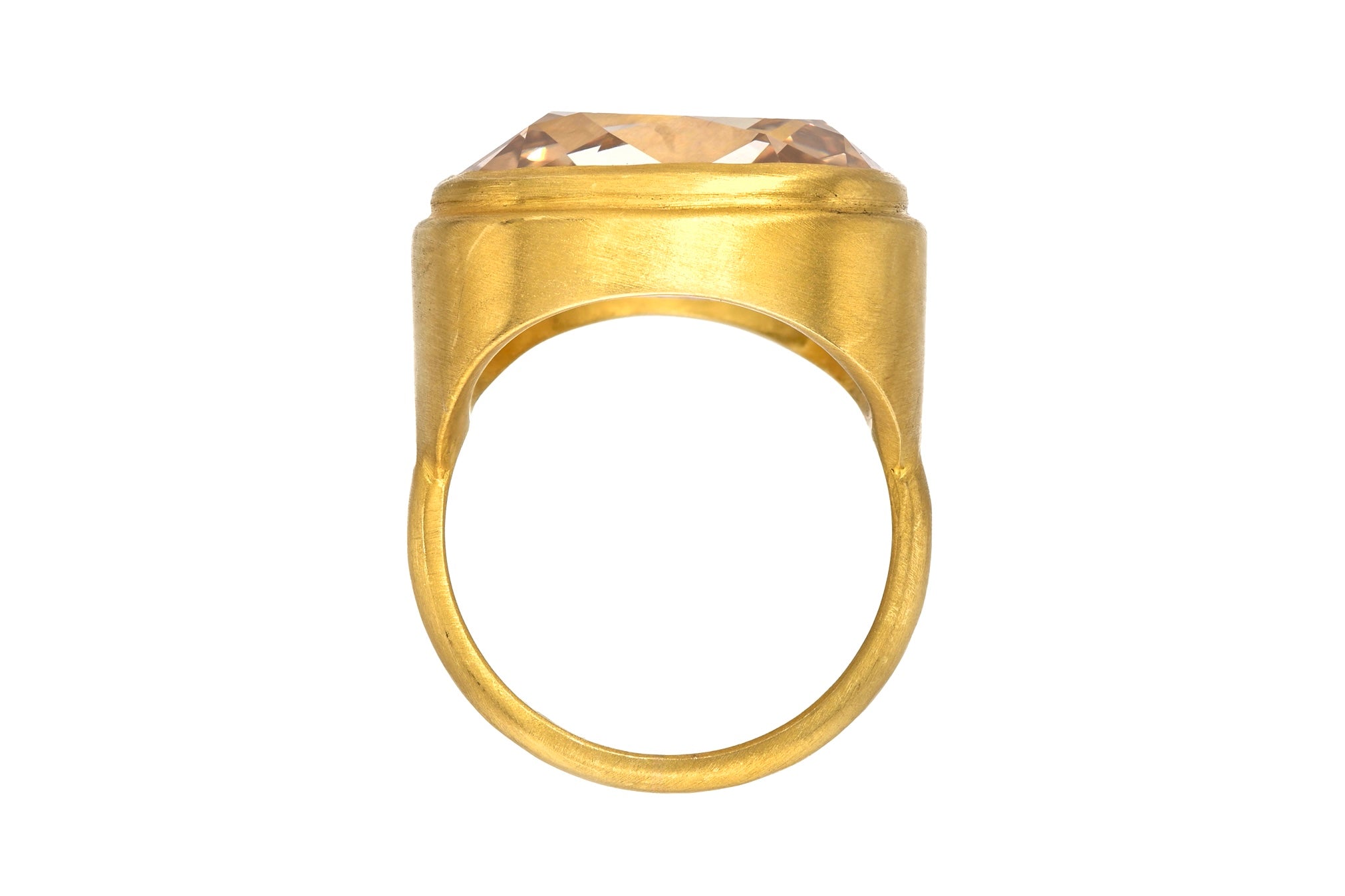 ONE OF A KIND FANCY ORANGE BROWN OLD MINE CUT DIAMOND ZIGGURAT GEM SIGNATURE BAND