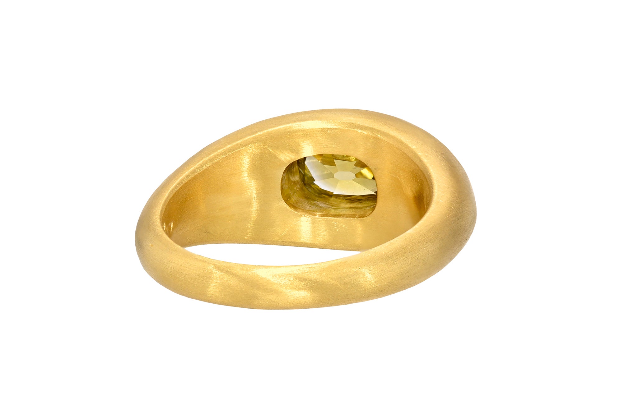 ONE OF A KIND CHAMELEON OLD MINE CUSHION CUT DIAMOND GEM SIGNET RING