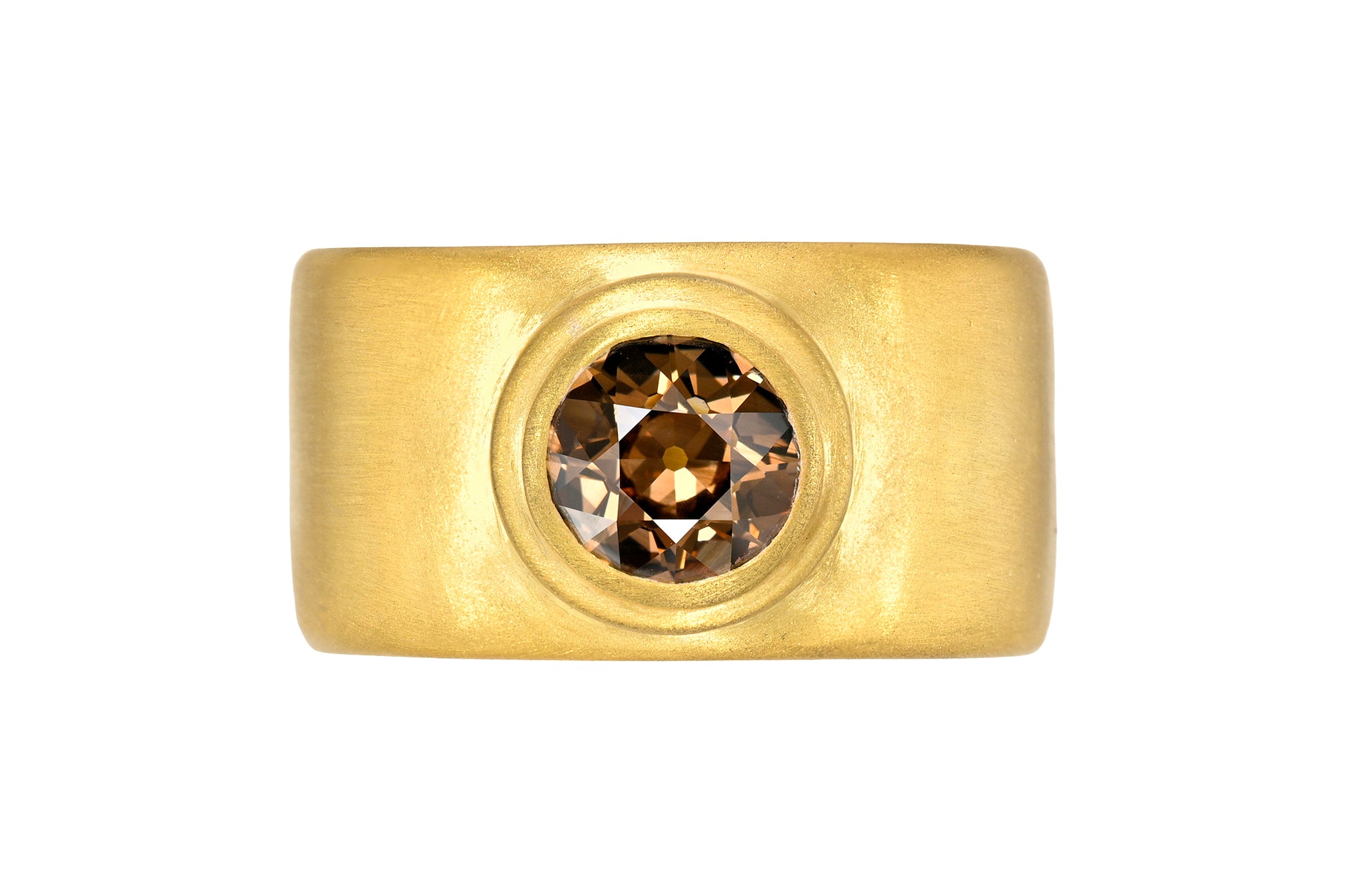 ONE OF A KIND FANCY BROWN OLD EUROPEAN CUT DIAMOND HALF CIGAR BAND