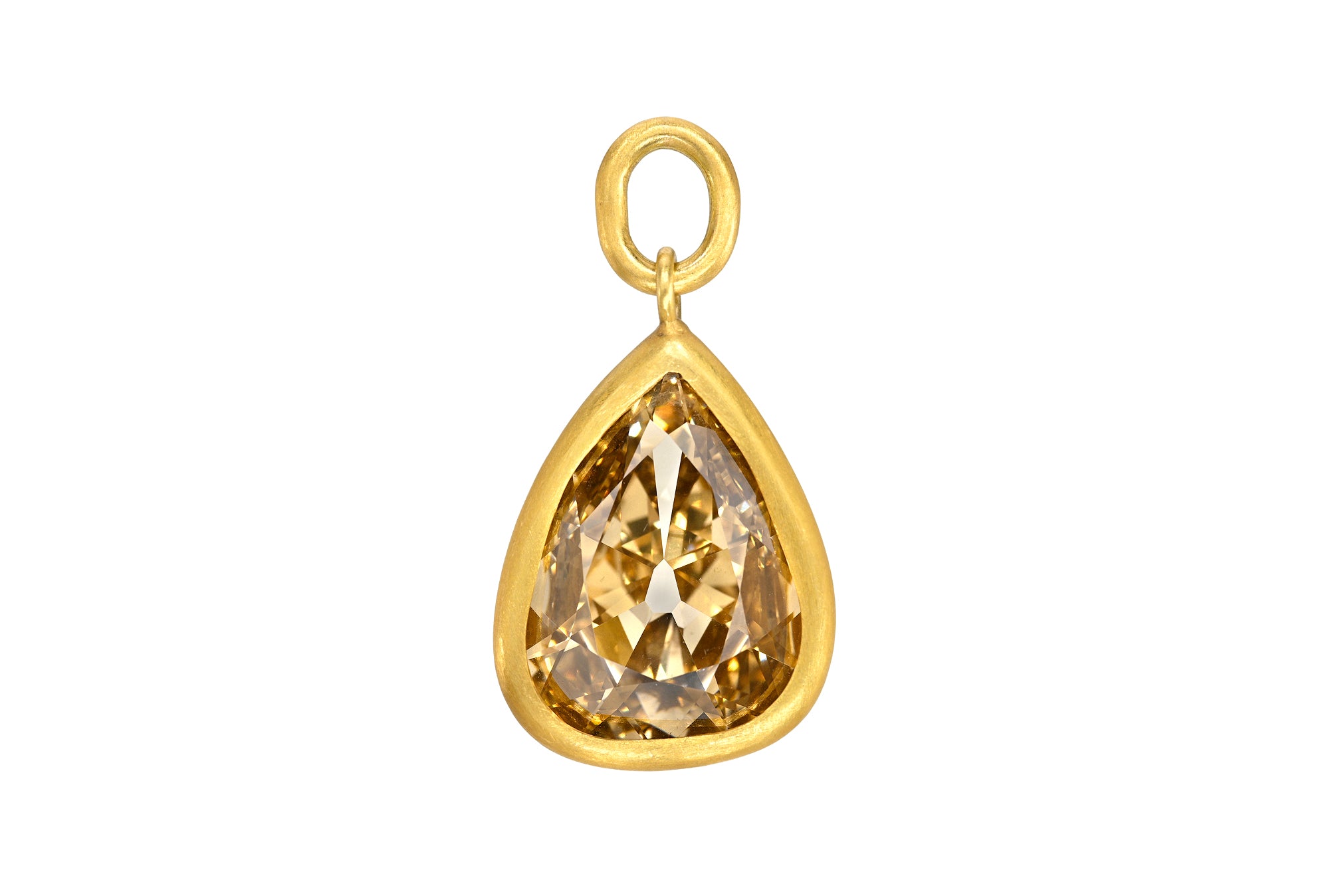 ONE OF A KIND ANTIQUE FANCY YELLOW BROWN PEAR DIAMOND PENDANT