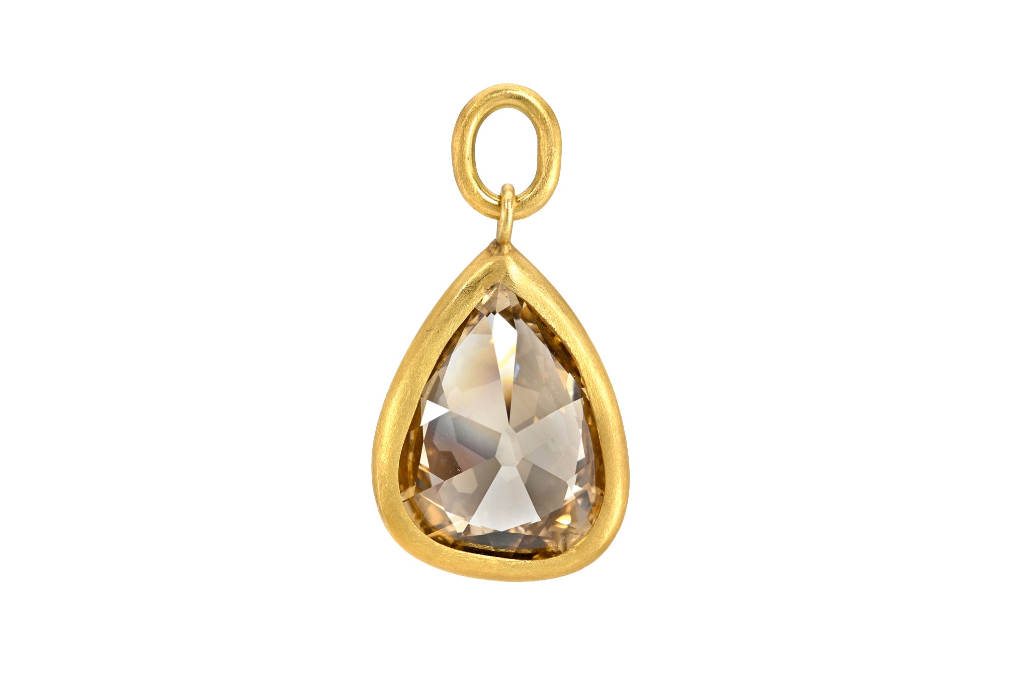 ONE OF A KIND ANTIQUE FANCY YELLOW BROWN PEAR DIAMOND PENDANT