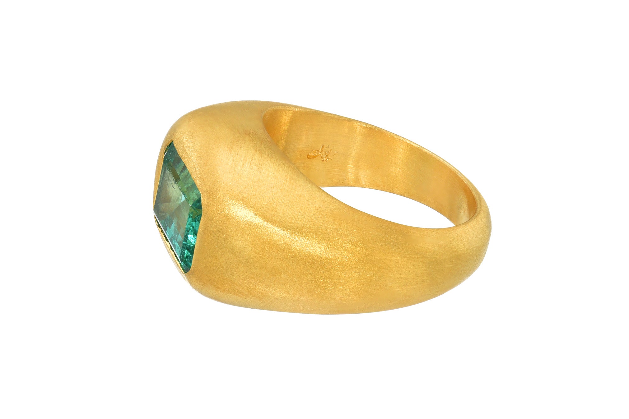 ONE OF A KIND MINT EMERALD GEM SIGNET RING
