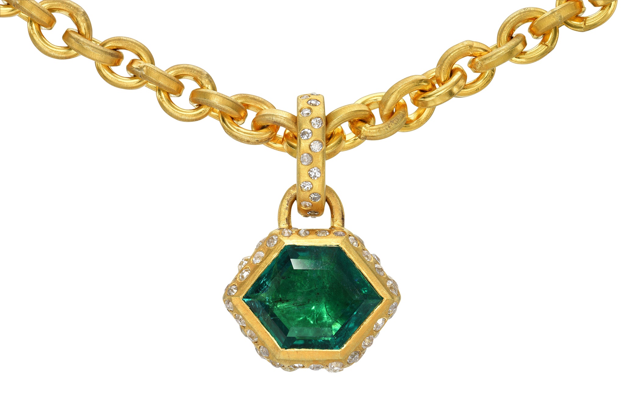 Darius Jewels Daryā Khonsary the moonstones one of a kind emerald diamond heirloom pendant