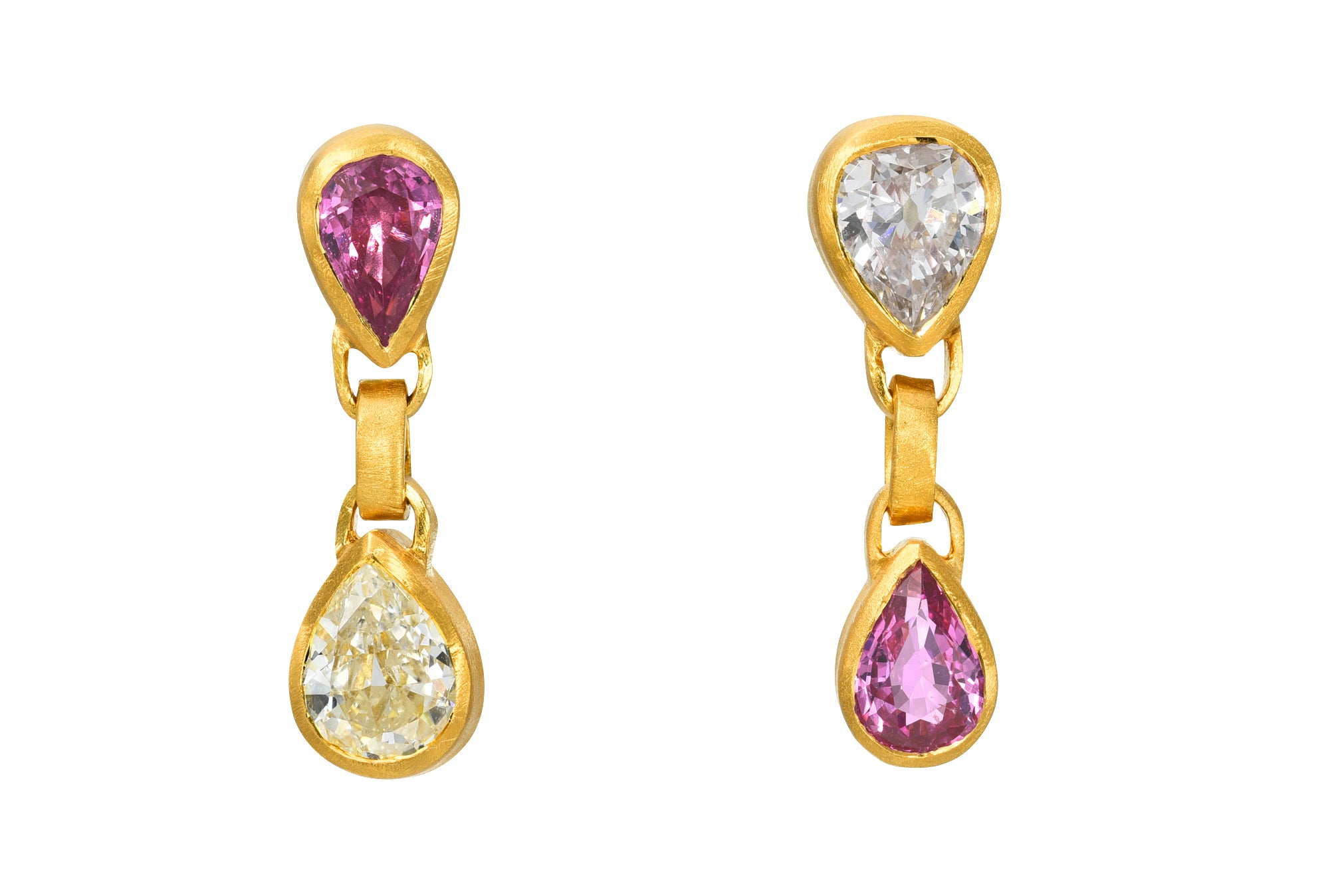 Darius Jewels one of a kind pink sapphire & diamond gem drop earrings