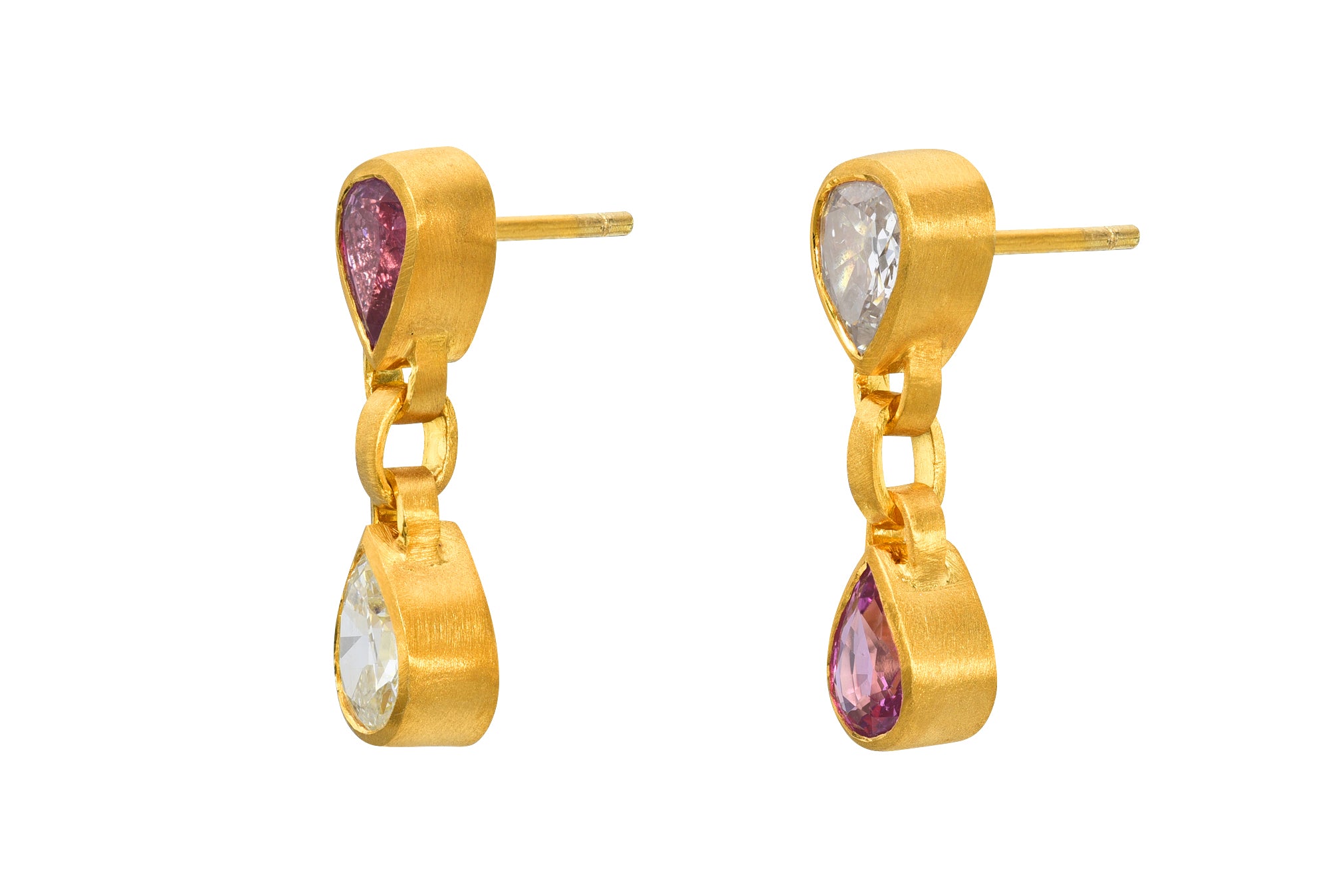 Darius Jewels one of a kind pink sapphire & diamond gem drop earrings