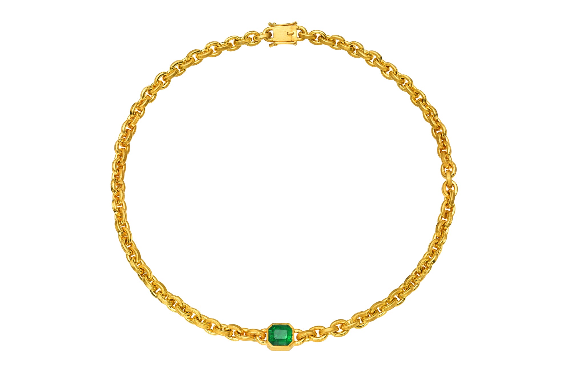 Darius Jewels one of a kind oversized emerald Colombian signature chain