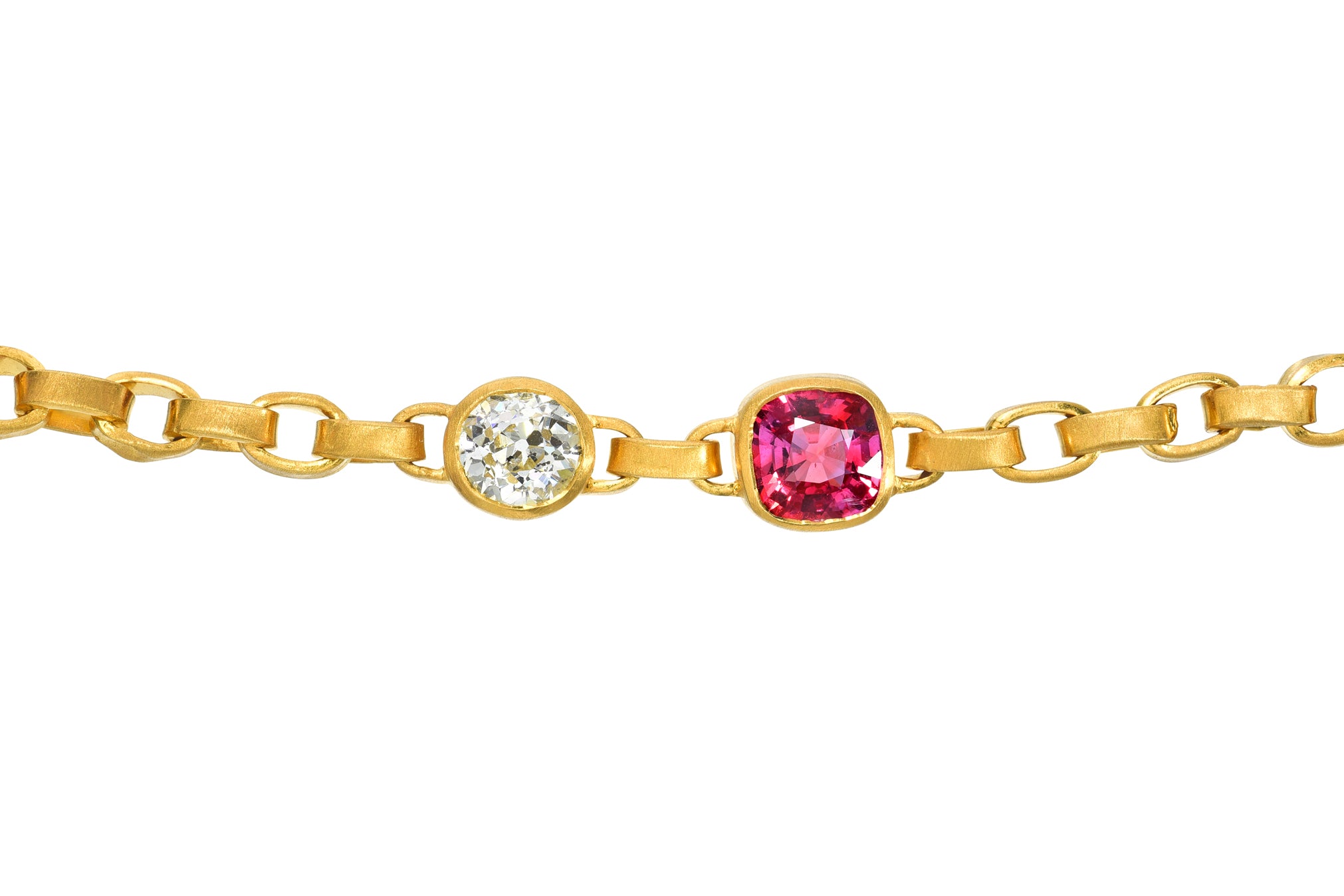 Darius Jewels padparadscha sapphire and diamond signature chain