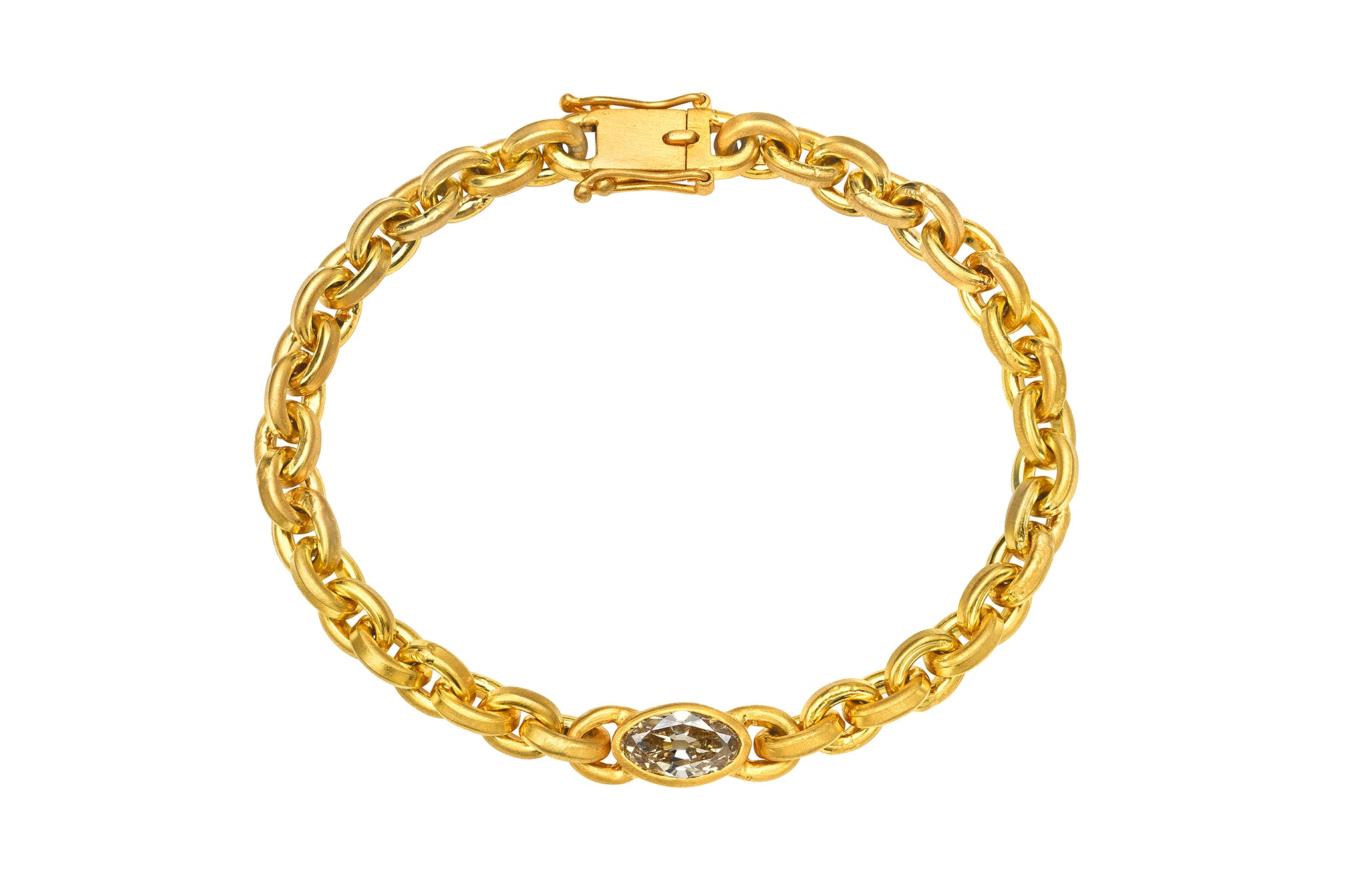 Darius Jewels one of a kind antique moval diamond signature oversized signature chain braclet