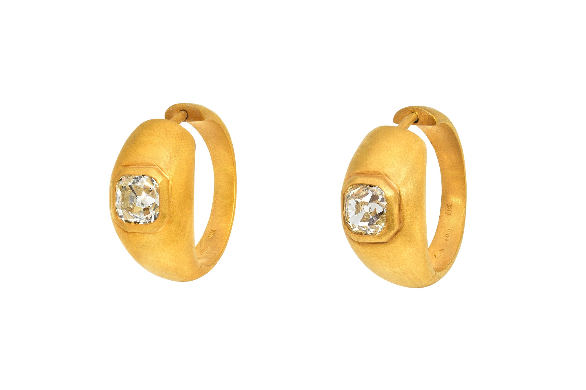 Darius Jewels one of a kind antique Peruzzi diamond ring hoops Fairmined gold 