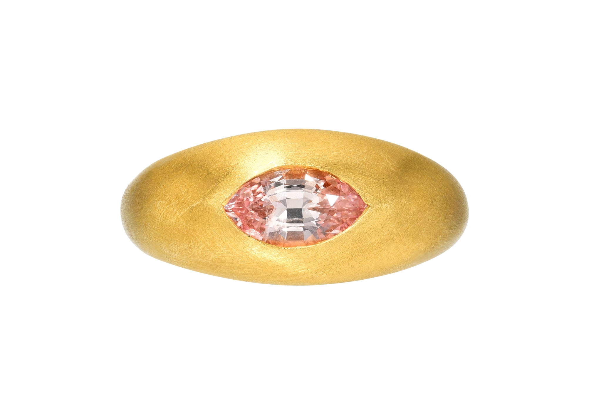 MARQUISE PADPARADSCHA SAPPHIRE GEM SIGNET RING