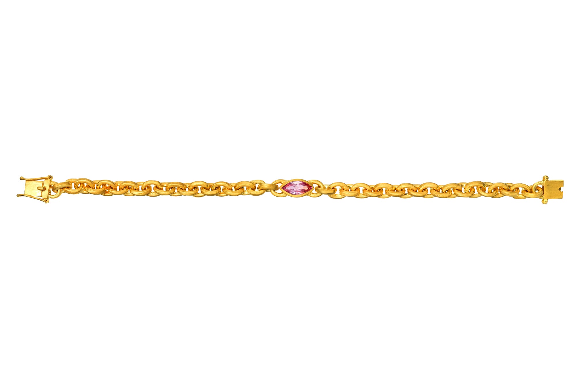 ONE OF A KIND MARQUISE PINK SAPPHIRE OVERSIZED SIGNATURE CHAIN BRACELET