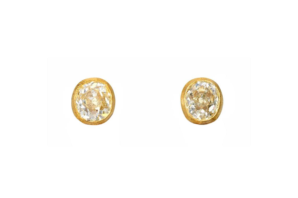 ANTIQUE OLD MINE CUT DIAMOND STUDS