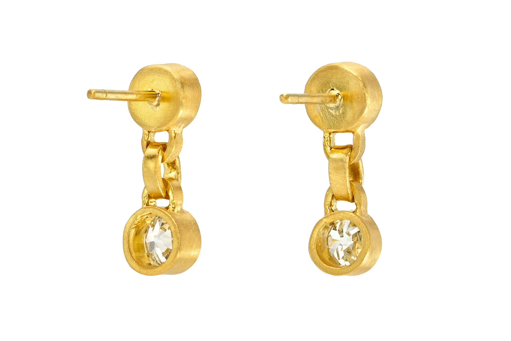 ONE OF A KIND OLD MINE CUT DIAMOND GEM DROP EARRINGS