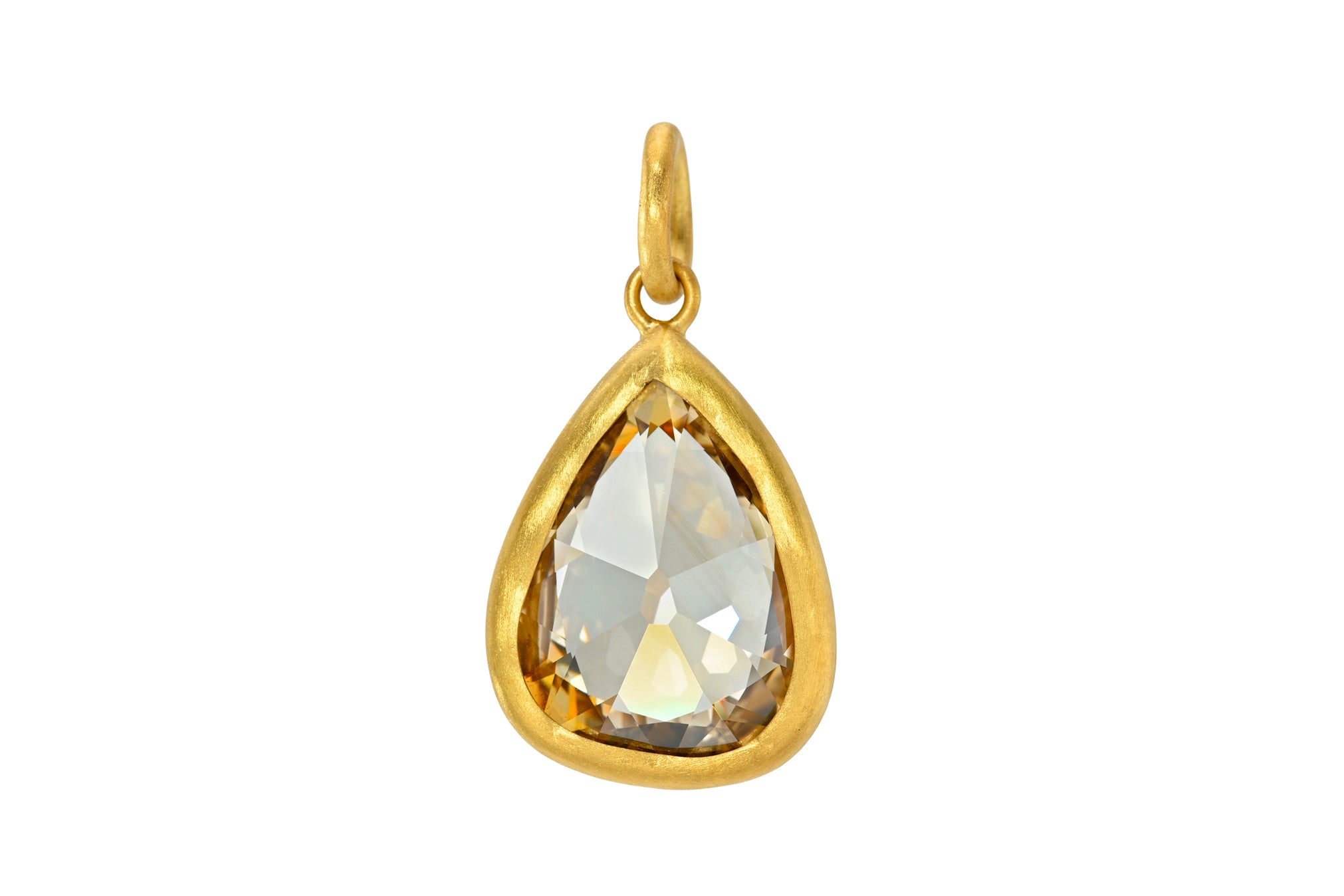 ONE OF A KIND ANTIQUE FANCY YELLOW BROWN PEAR DIAMOND PENDANT