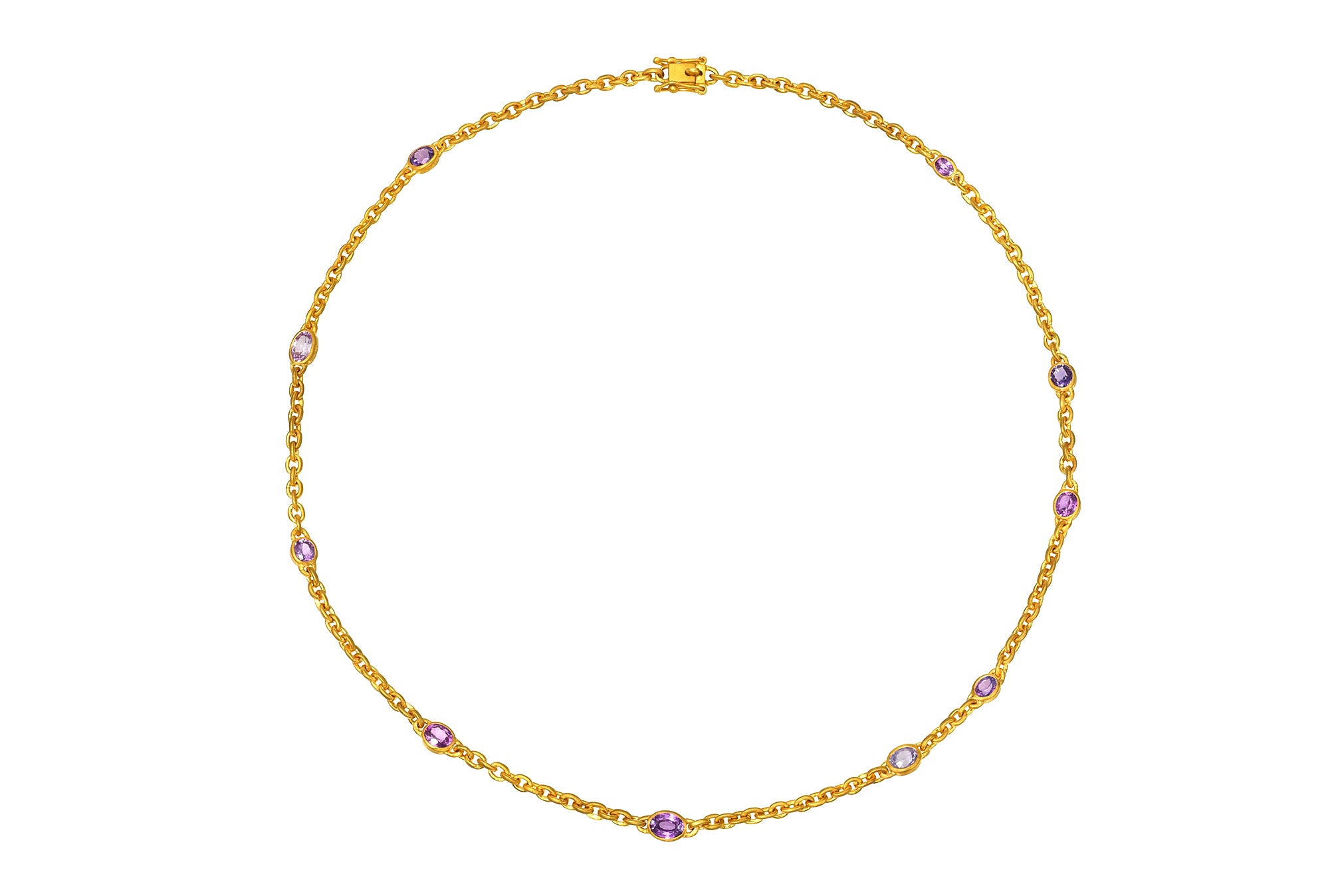 Darius Jewels 17" Purple Sapphire Fairy Chain Necklace 18K Fairmined Yellow Gold 
