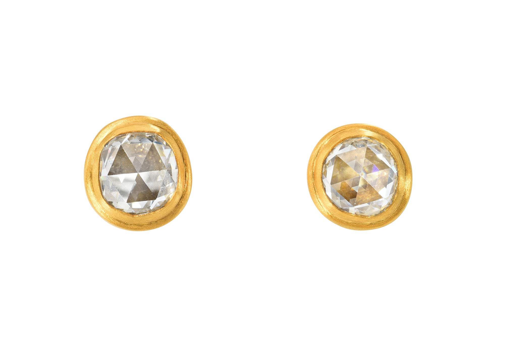 ONE OF A KIND ANTIQUE ROSE CUT DIAMOND ZIGGURAT STUDS