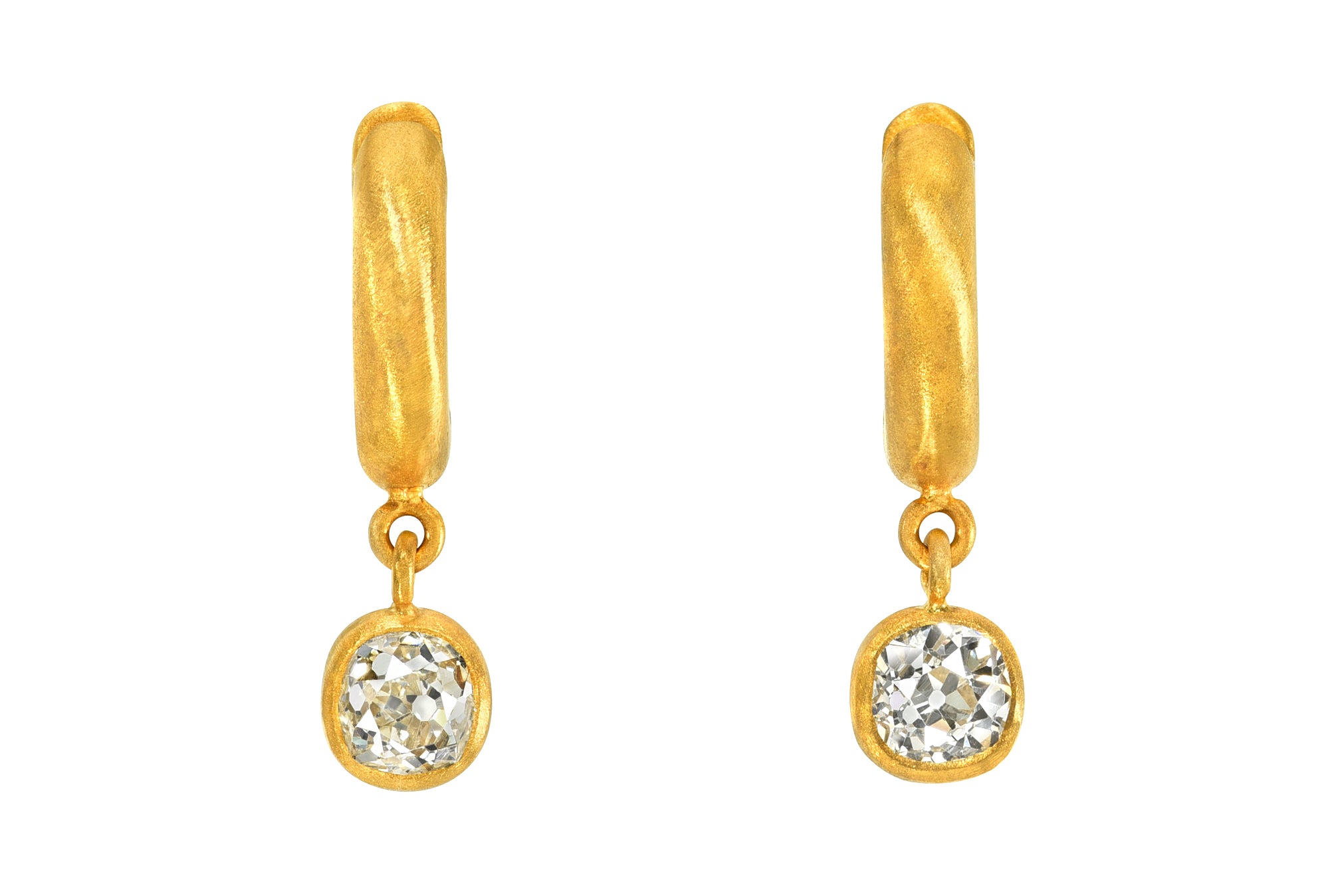 8MM OLD MINE CUT DIAMOND DROP SIGNATURE HOOPS