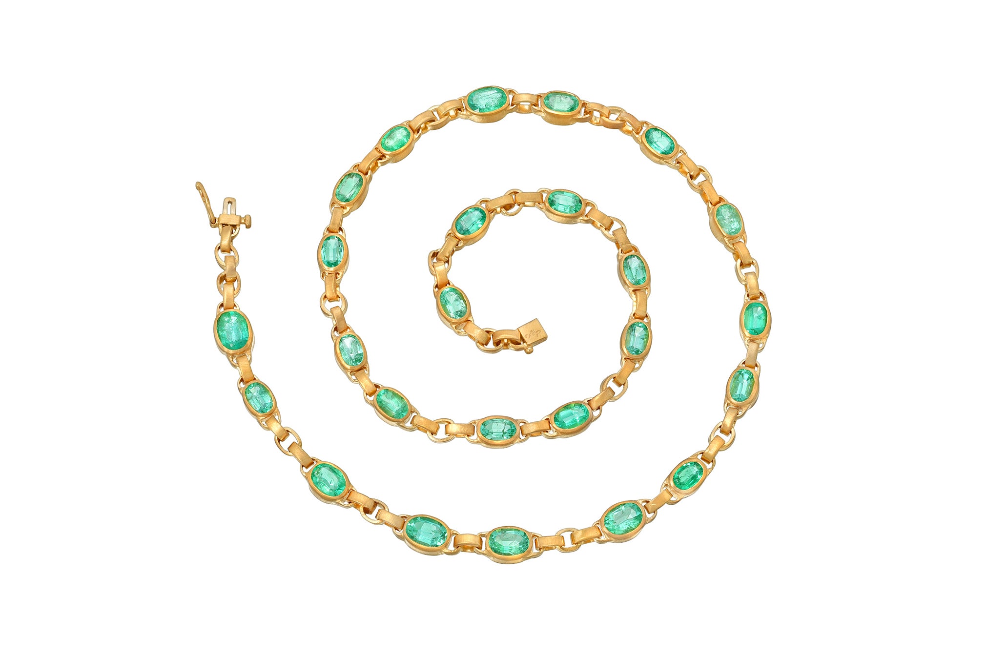 darius jewels darius khonsary mint emerald oval signature chain MUZO Emeralds 18k yellow gold