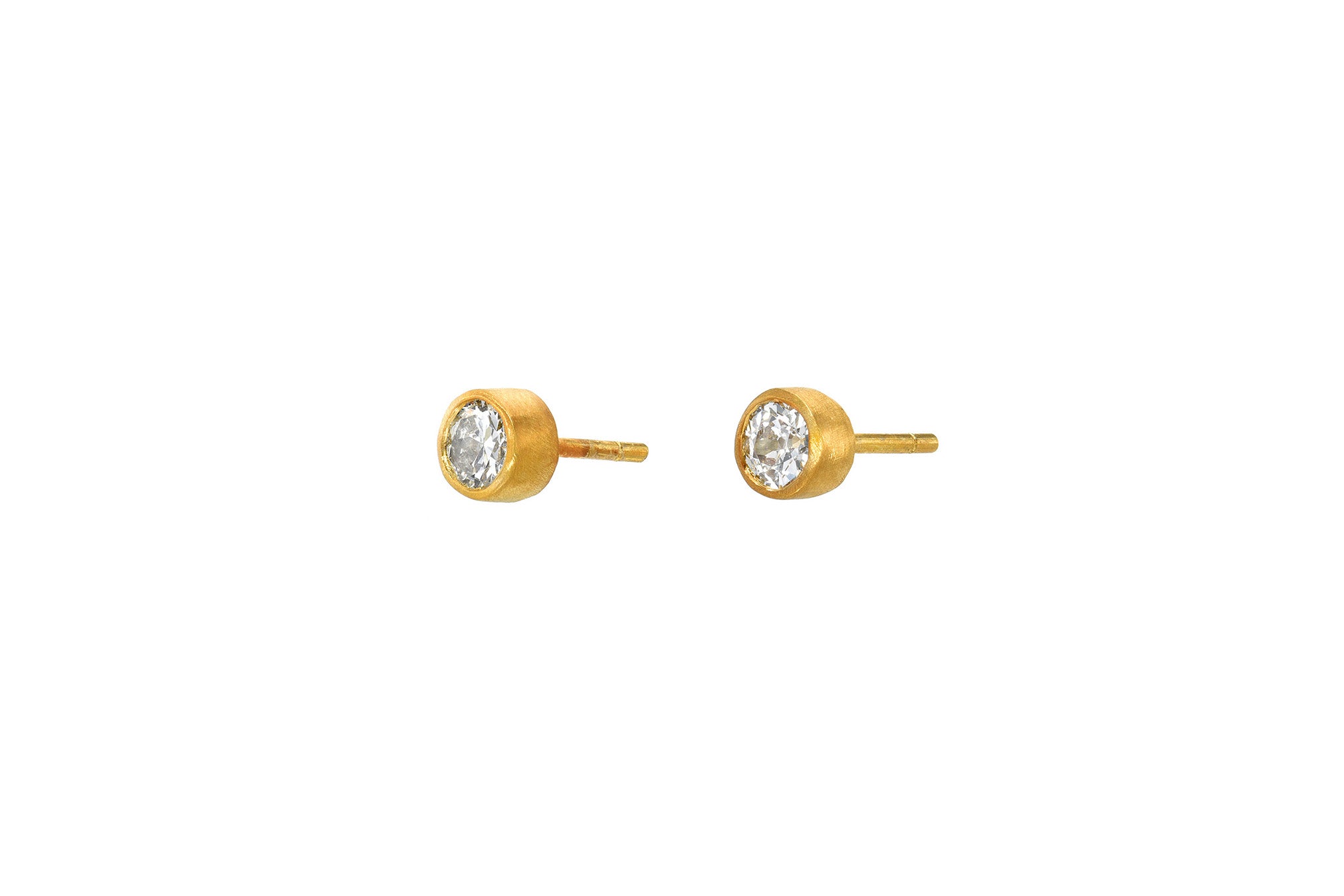 darius jewels antique old mine cut diamond studs 18k yellow gold