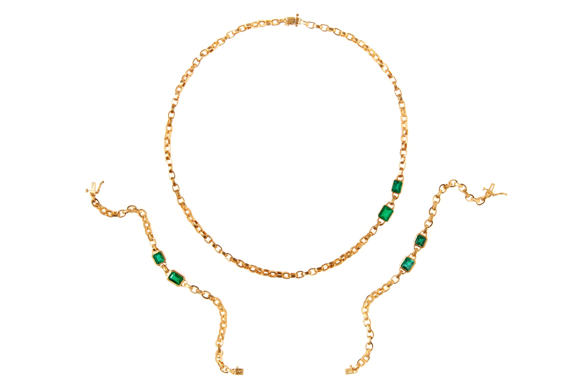 darius jewels hand made fine jewelry double emerald signature chain colombian 18k yellow gold darius khonsary
