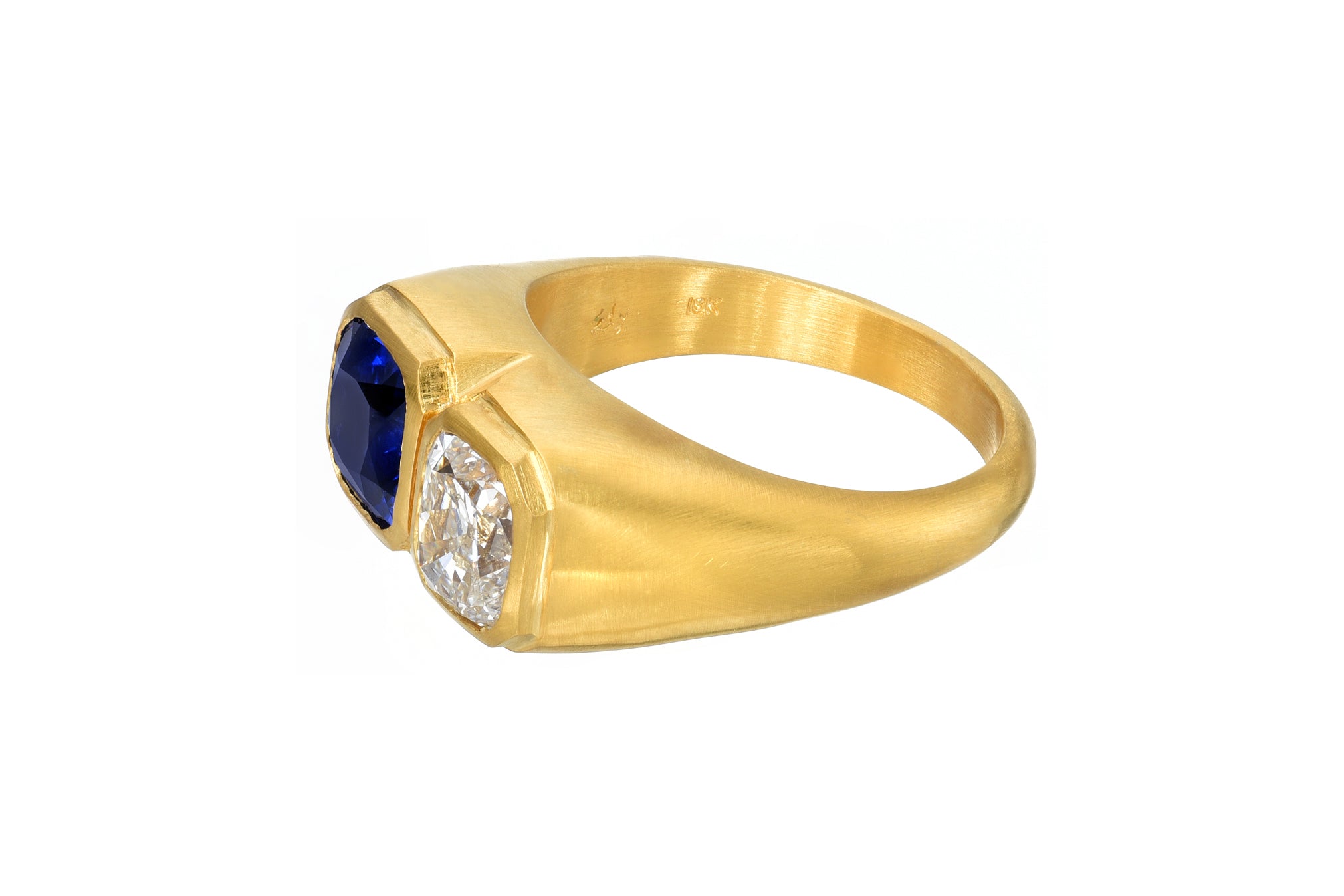 DARIUS JEWELS DARIUS KHONSARY DOUBLE BLUE SAPPHIRE & DIAMOND RING 
