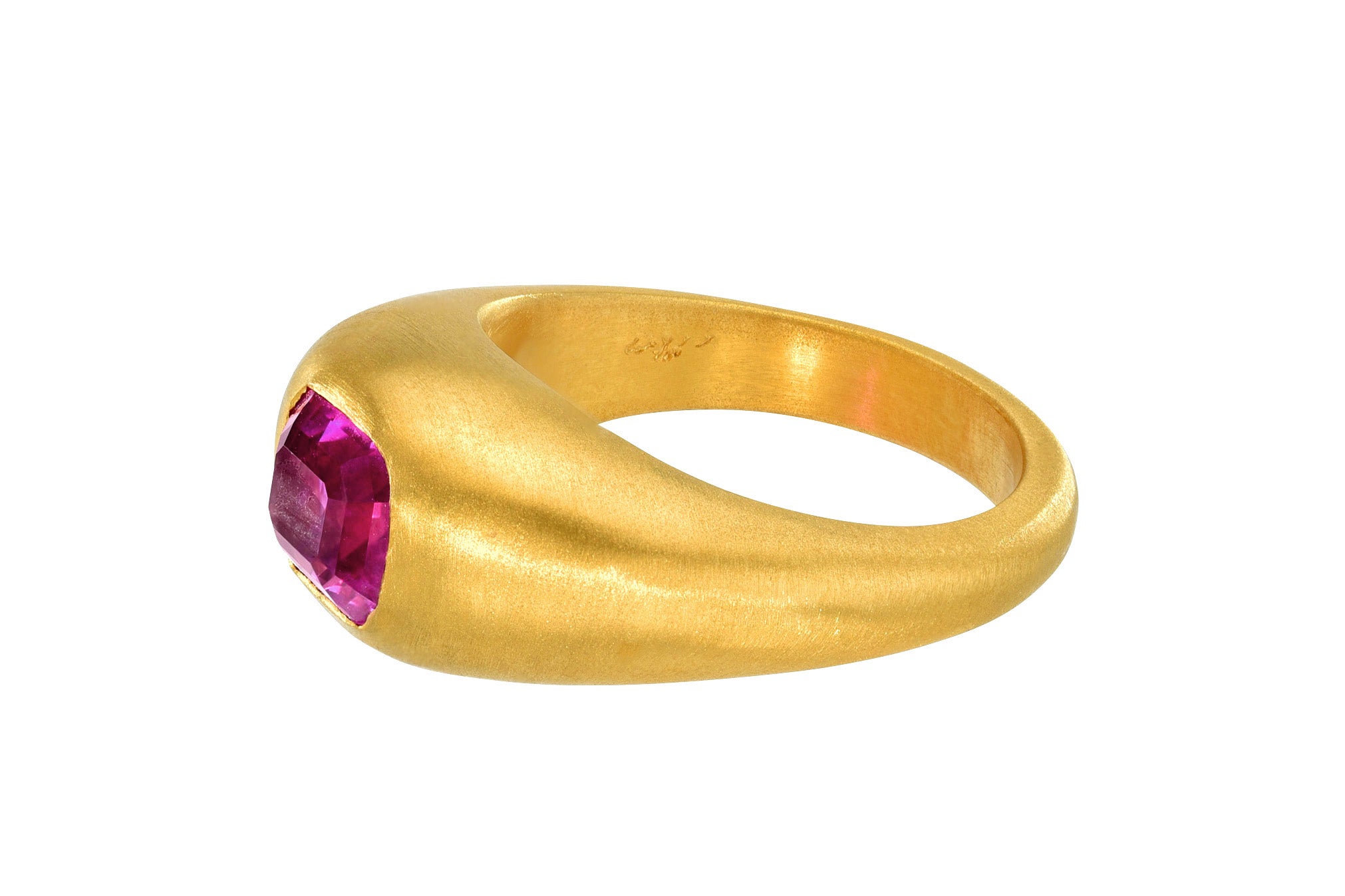 one of a kind emerald cut pink sapphire Darius Jewels gem signet ring
