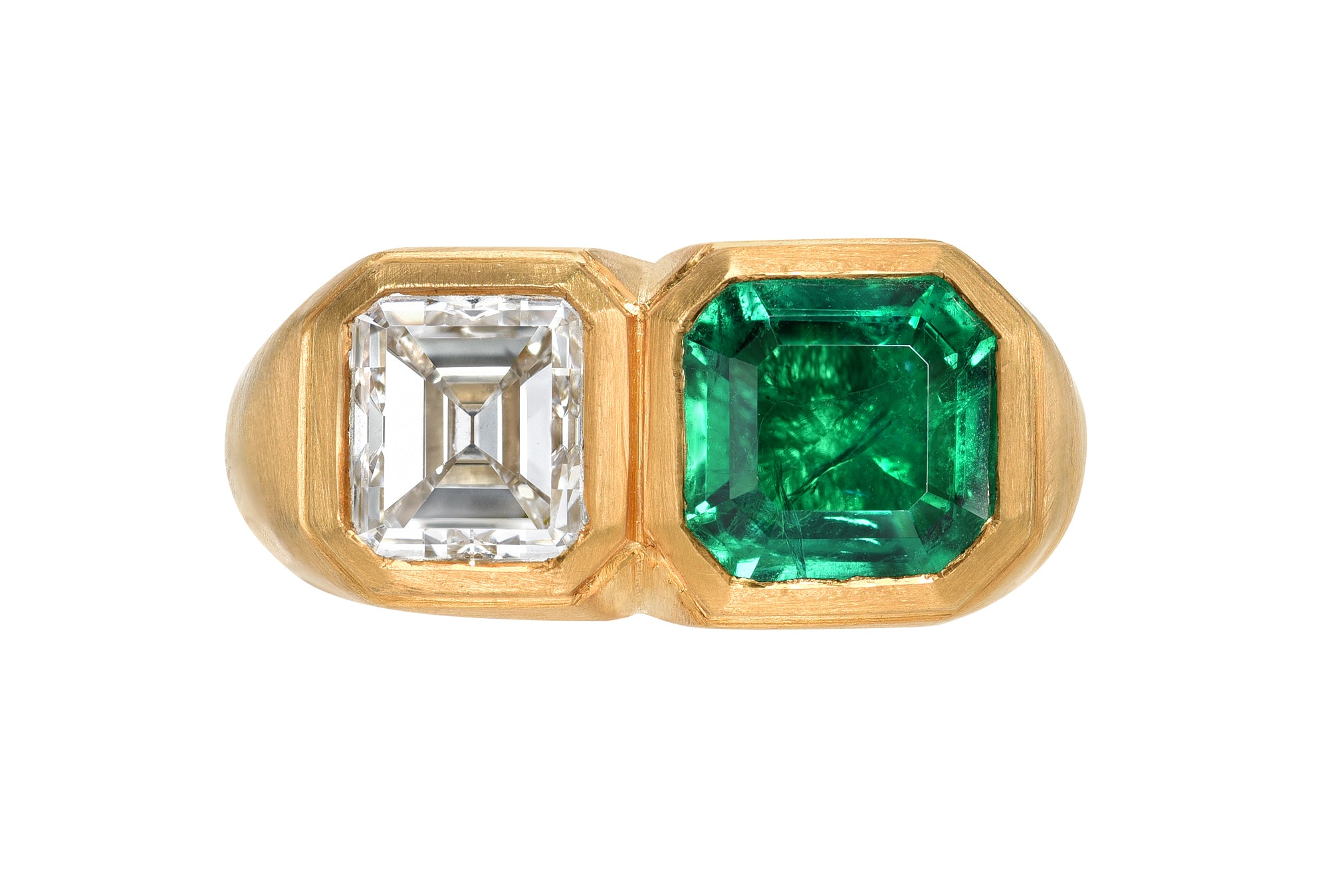 ONE OF A KIND DOUBLE EMERALD & EMERALD CUT DIAMOND RING – DARIUS