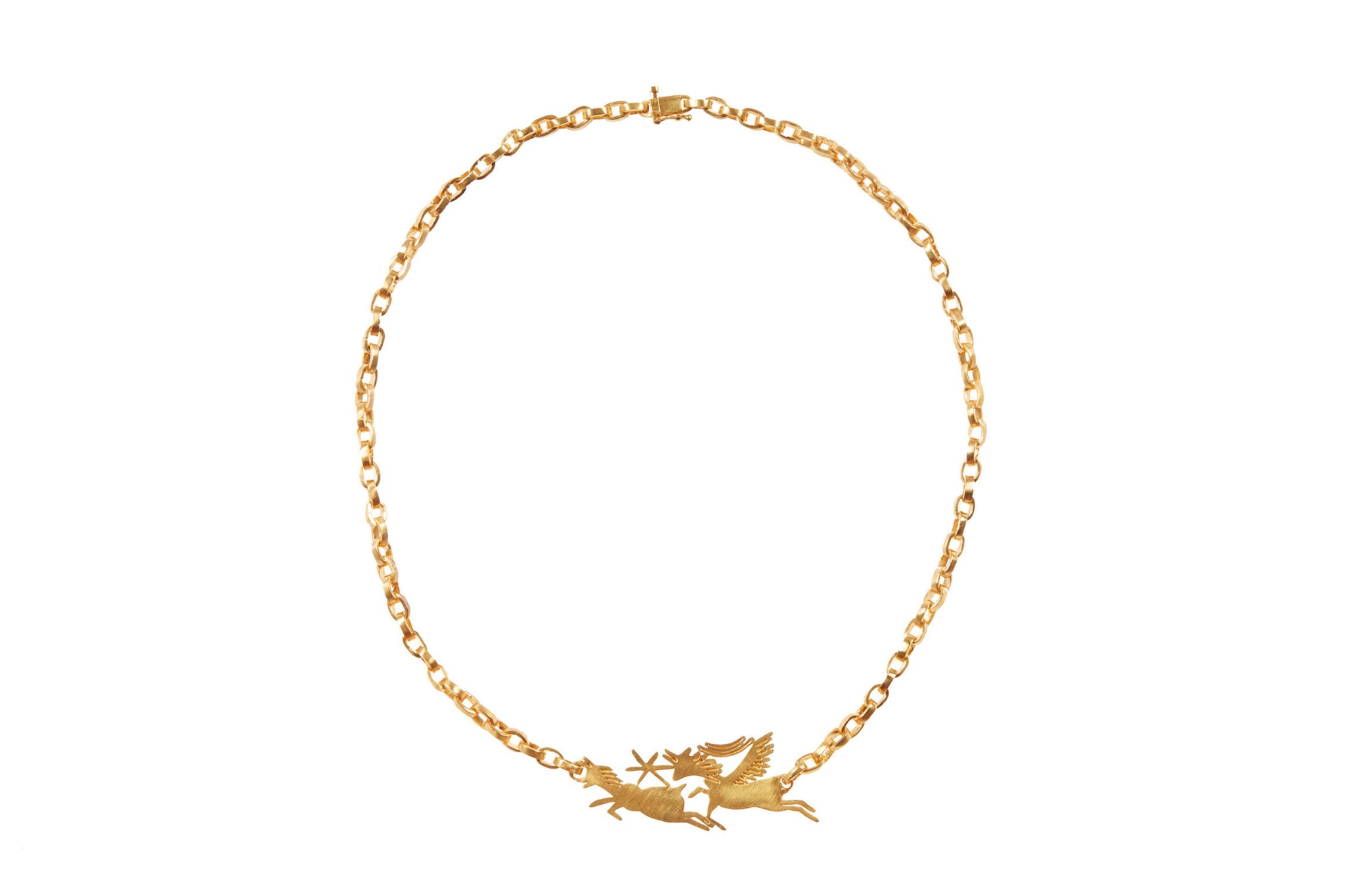darius jewels hand made fine jewelry lovers necklace signature link chain pegasus star 18k yellow gold darius khonsary
