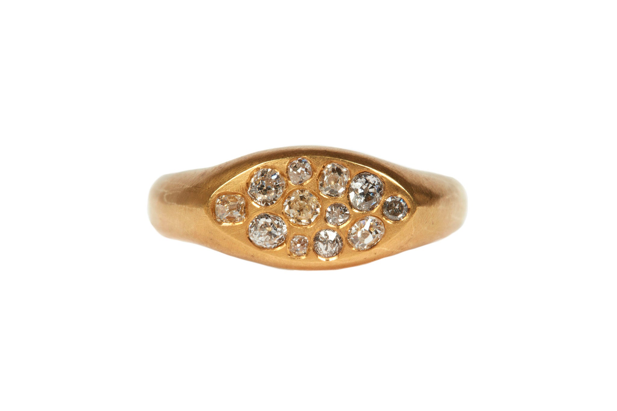 darius jewels hand made fine jewelry diamond signet ring v.2 18k yellow gold antique old mine cut diamonds darius khonsary