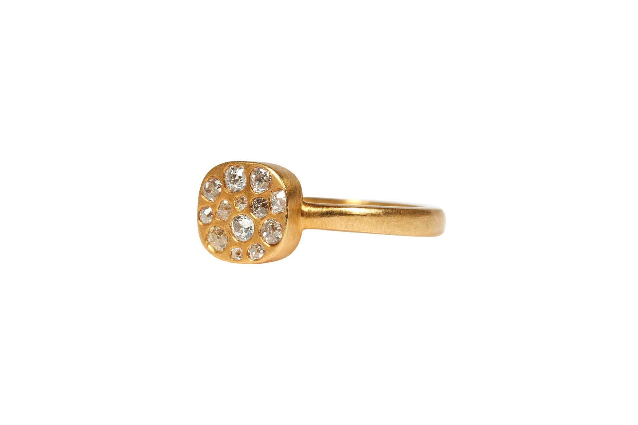 darius jewels hand made fine jewelry diamond signet ring v.3 18k yellow gold antique old mine cut diamonds darius khonsary