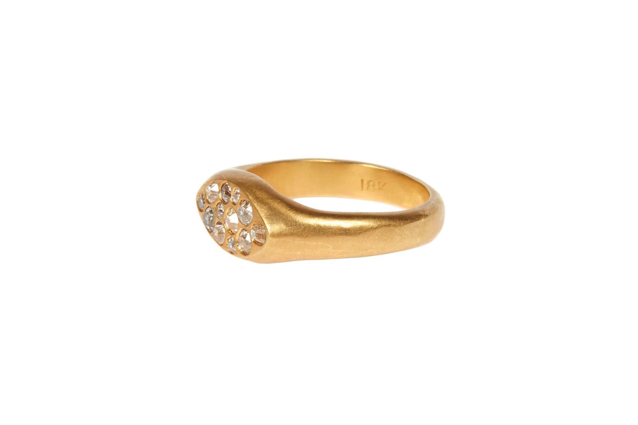 darius jewels hand made fine jewelry diamond signet ring v.2 18k yellow gold antique old mine cut diamonds darius khonsary