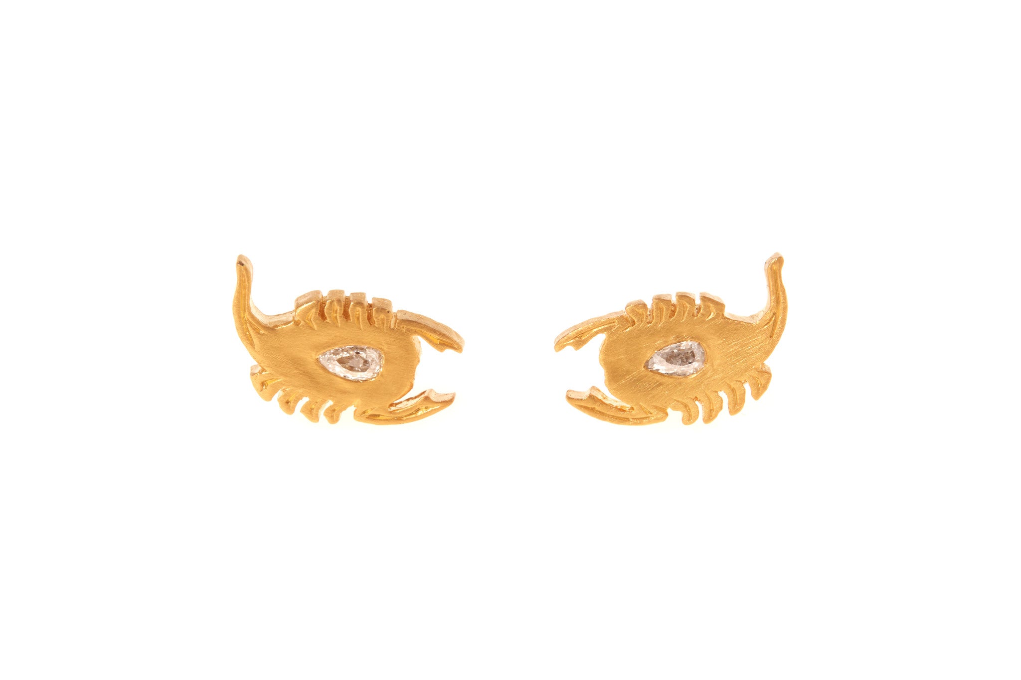 darius jewels mini dendera diamond scorpion scorpio zodiac earrings 18k yellow gold antique old pear cut diamond darius khonsary